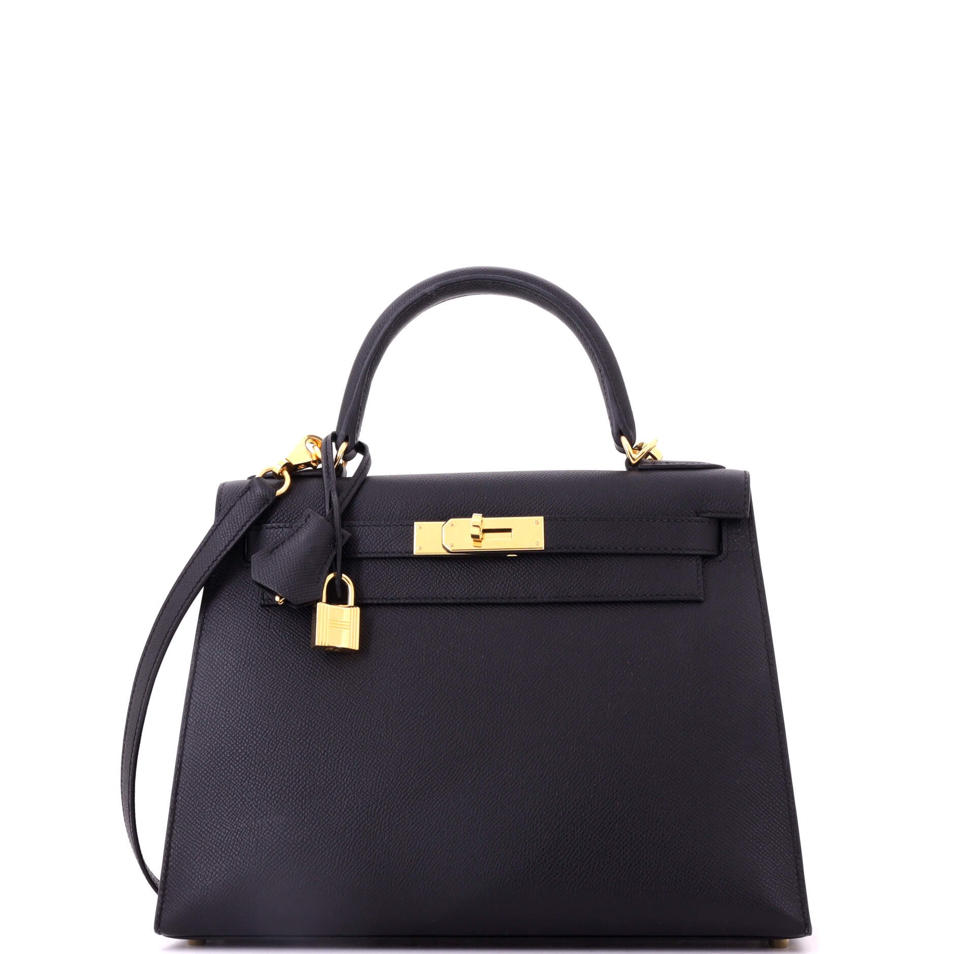 Kelly Handbag Noir Epsom with Gold Hardware 28