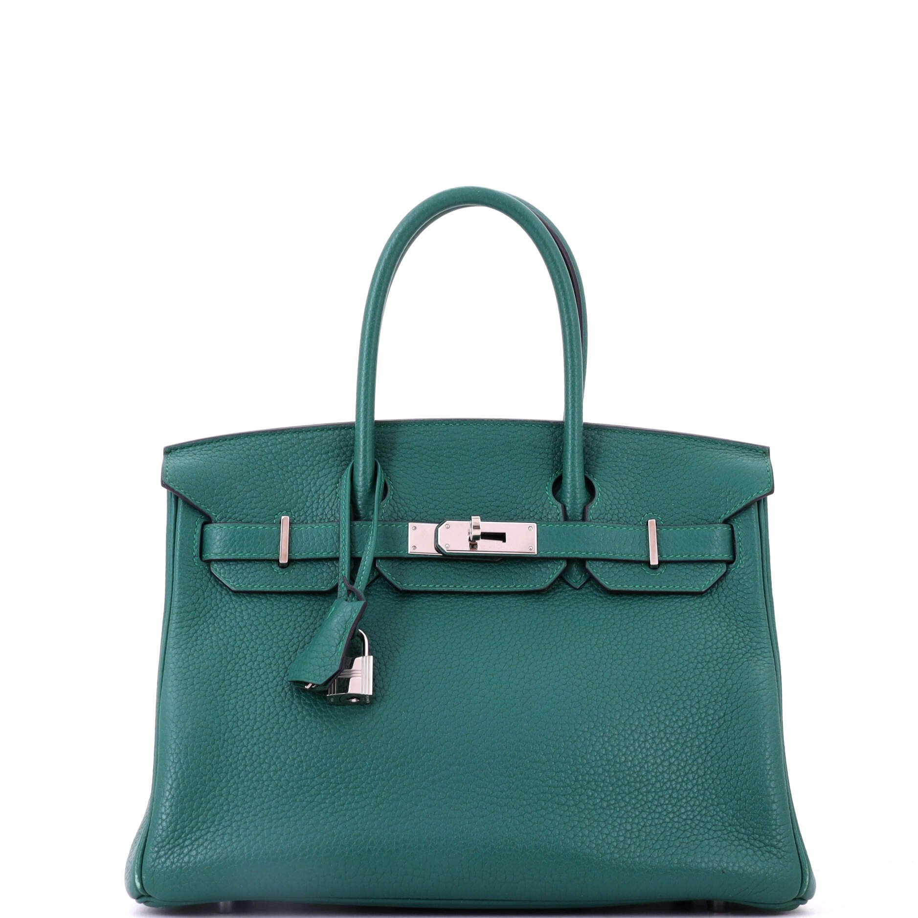 Birkin Handbag Malachite Clemence with Palladium Hardware 30