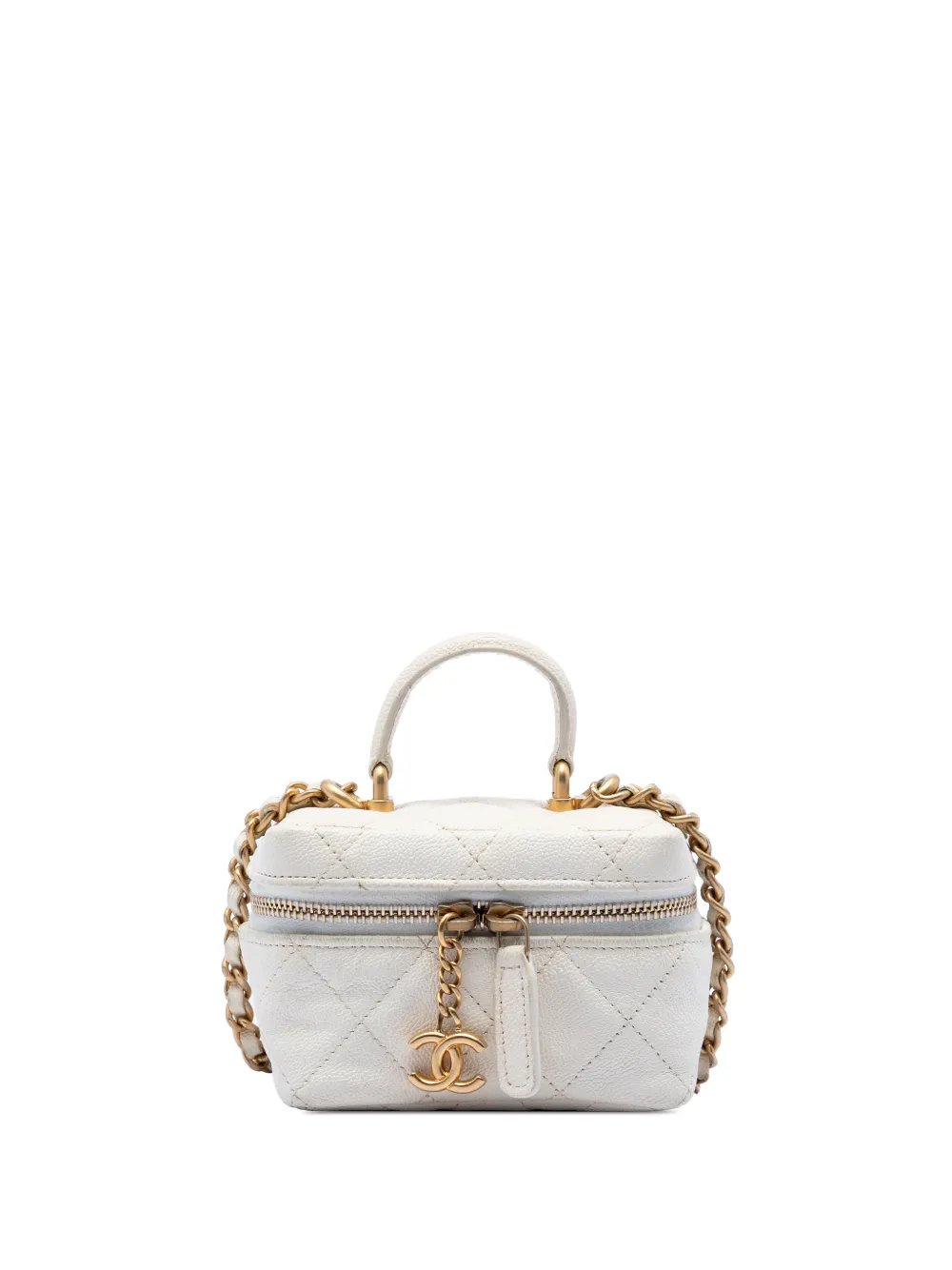 2021 Mini Caviar Chain Zip Around Vanity Case satchel