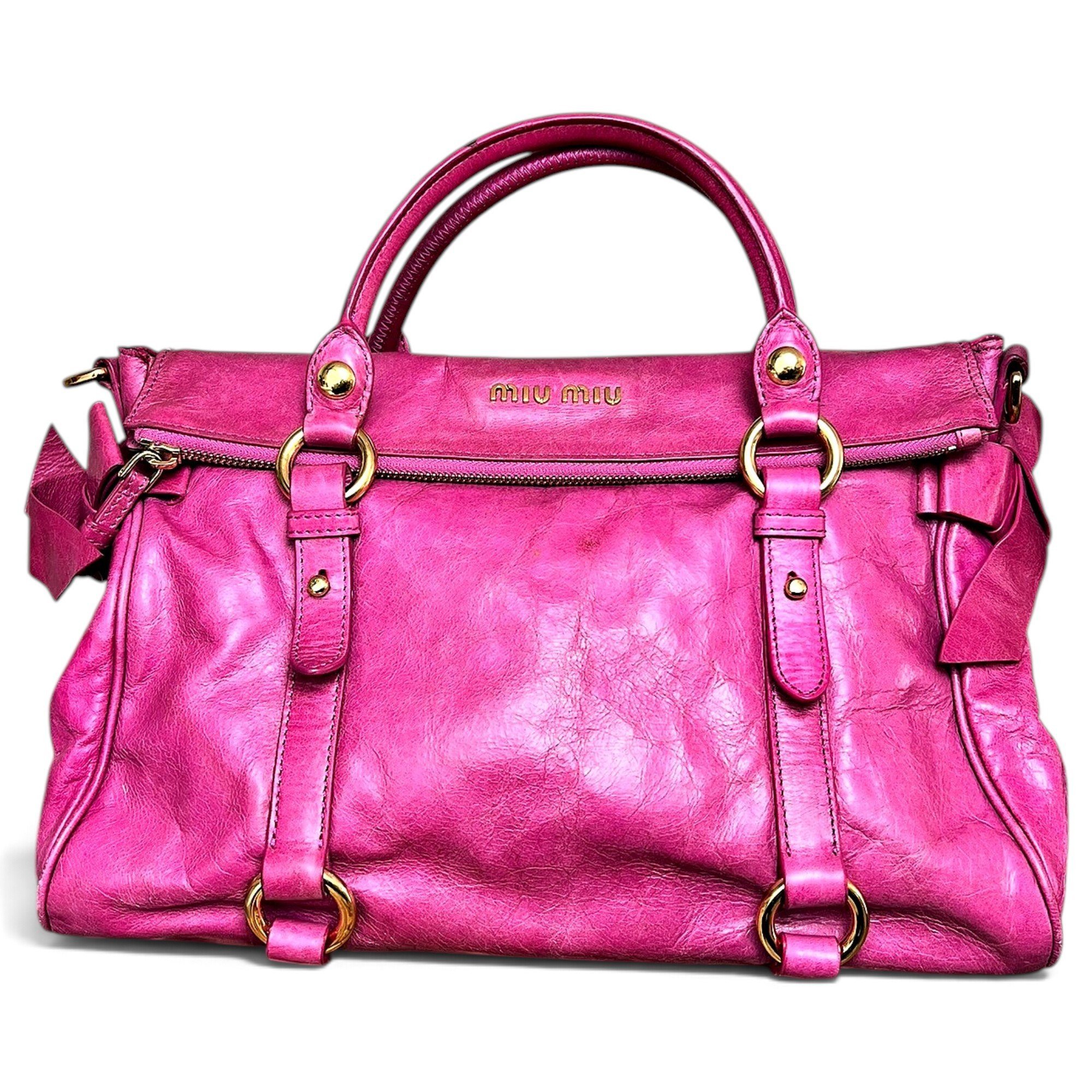 Bow bag leather handbag