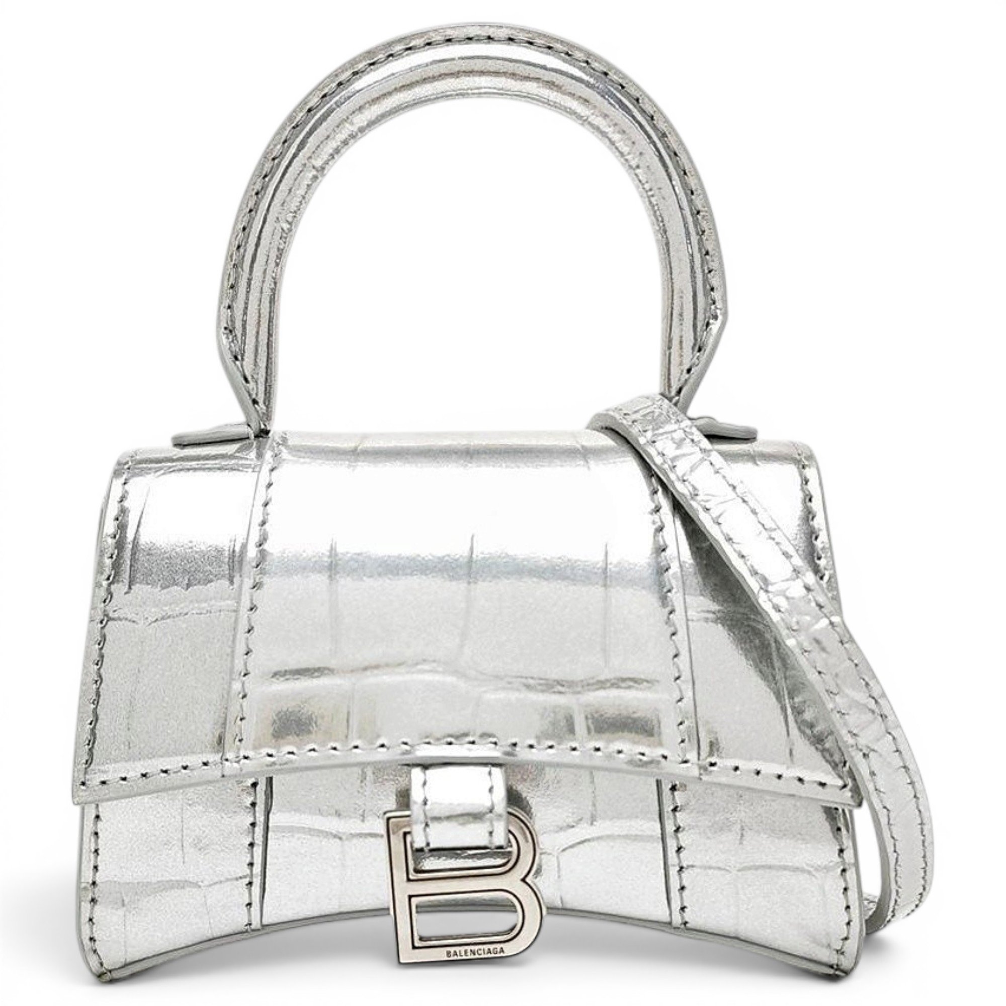 Hourglass leather handbag