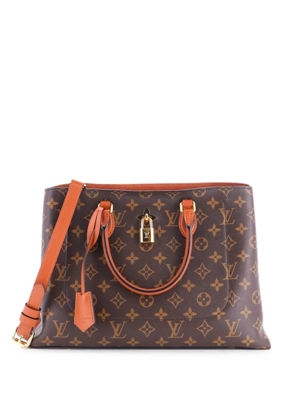 Flower Monogram Canvas with Leather tote bag