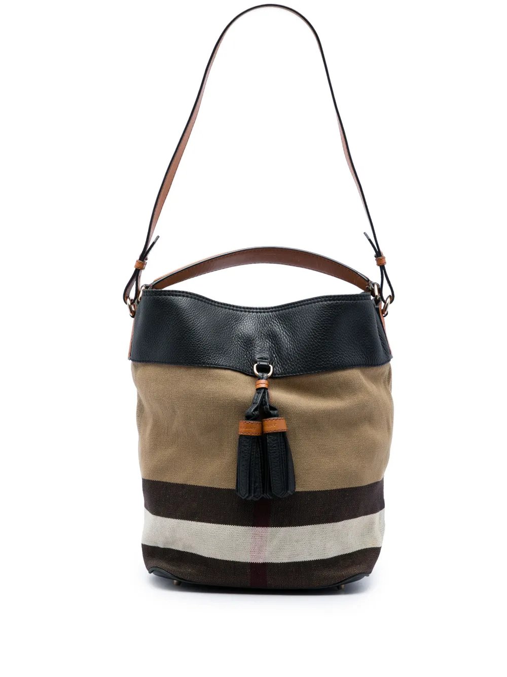 2000-2017 Medium Mega Check Canvas and Grained Calfskin Ashby Tassel Bucket Bag satchel