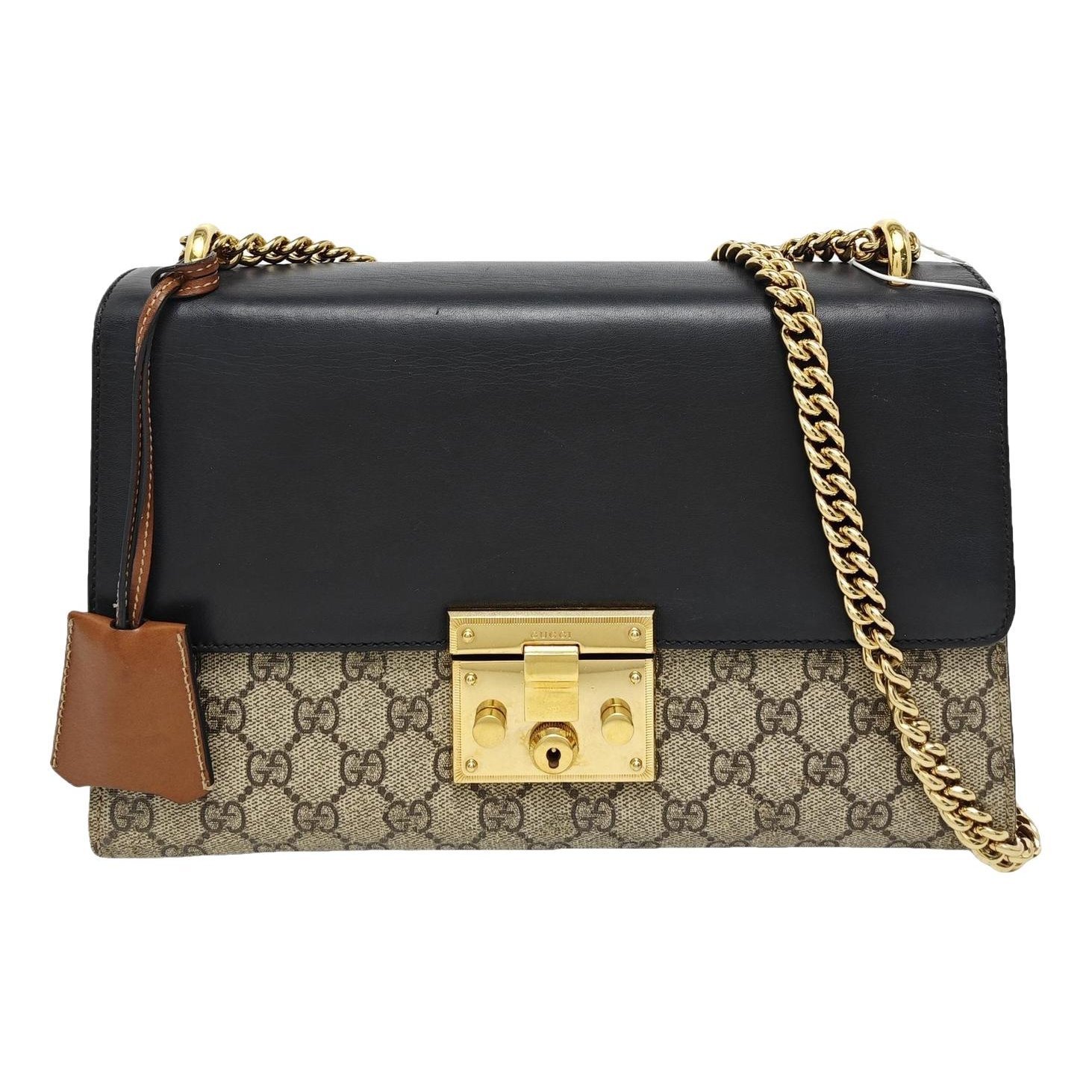 Padlock leather handbag