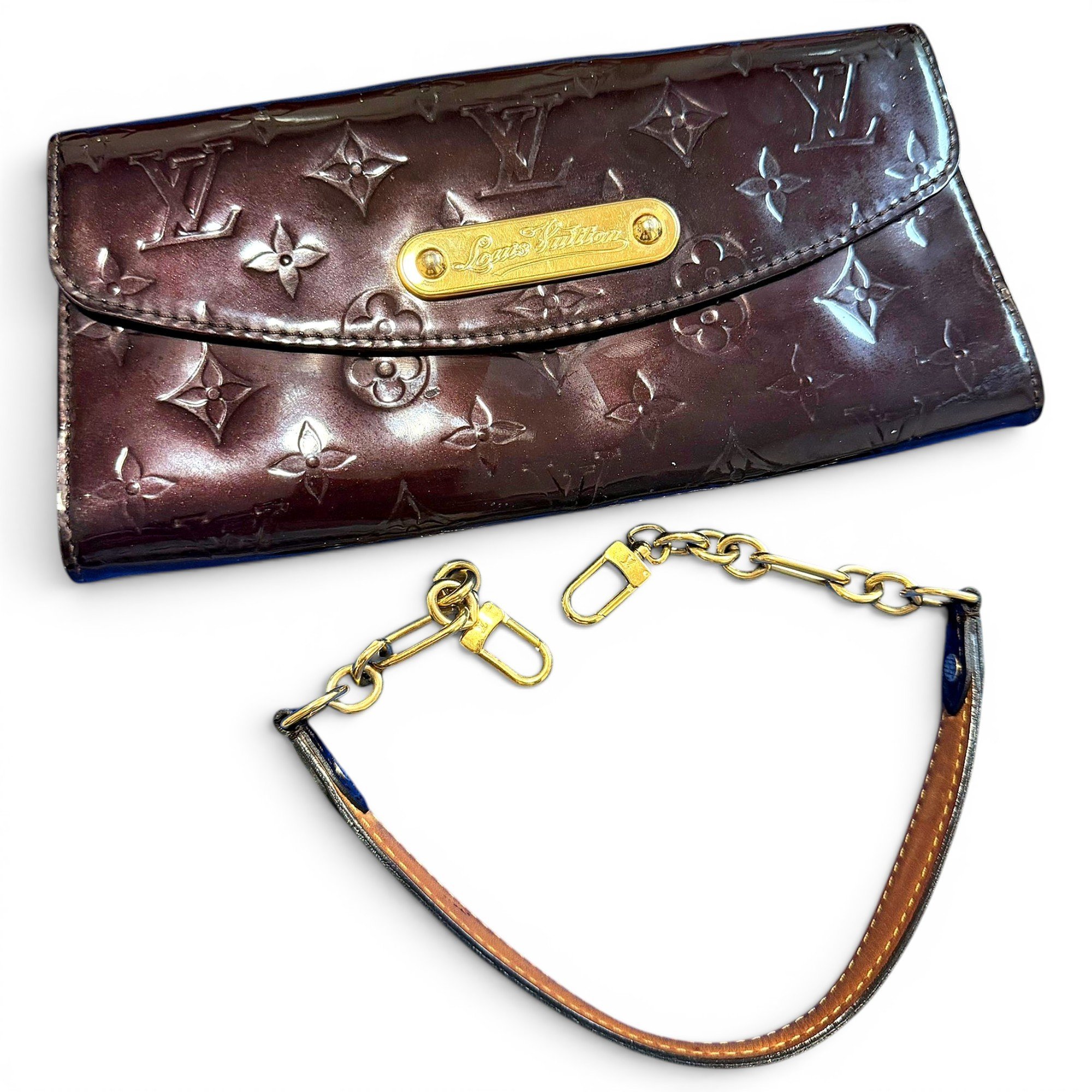 Sunset Boulevard patent leather clutch bag
