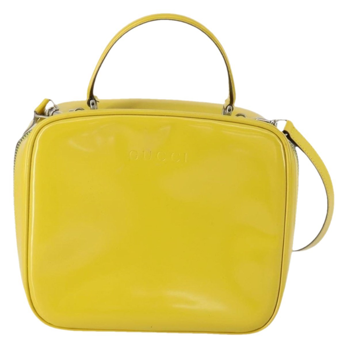 Bamboo patent leather handbag