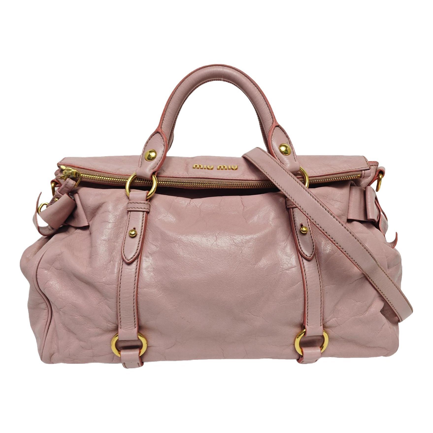 Bow bag leather handbag