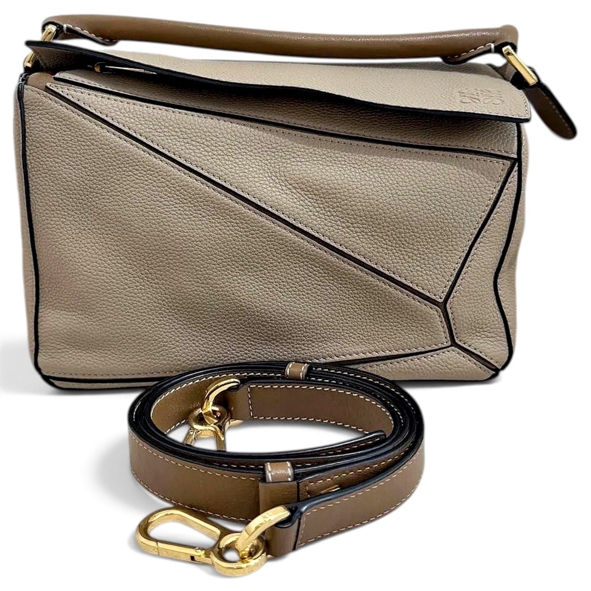 Puzzle leather handbag
