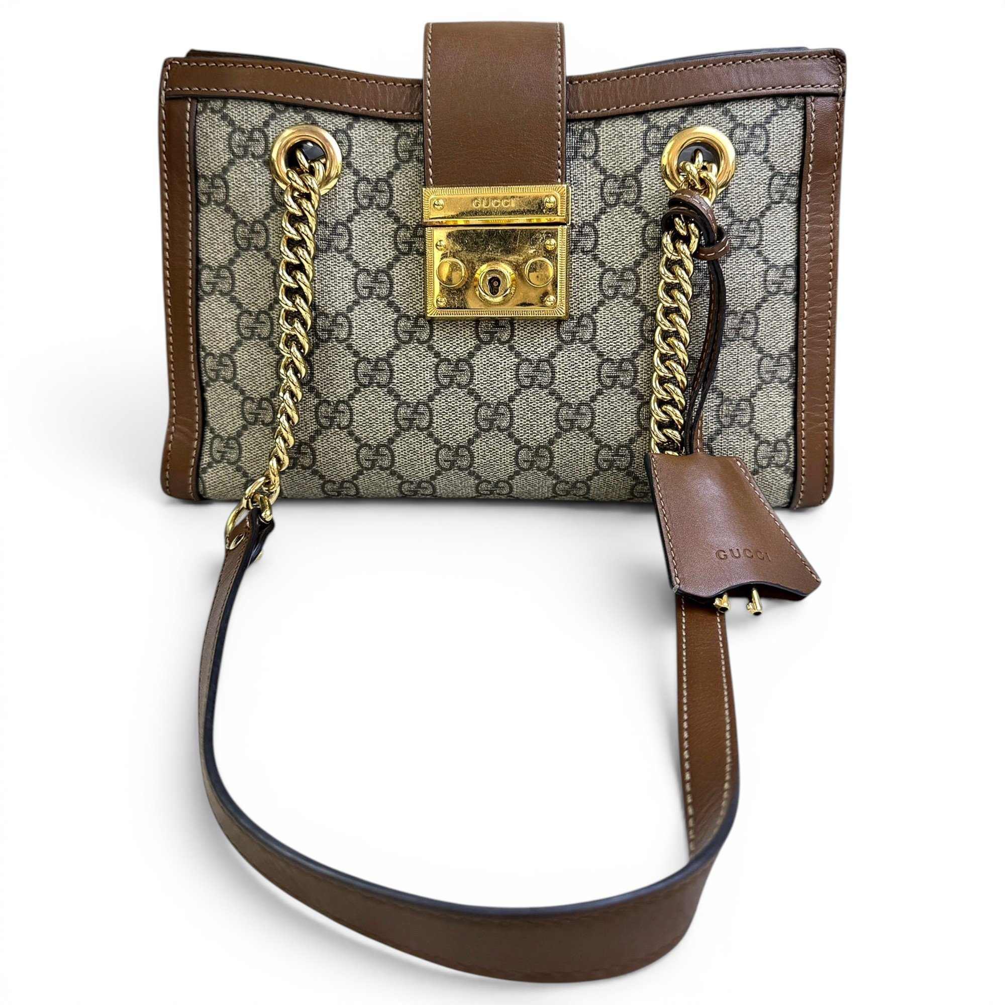 Padlock leather handbag