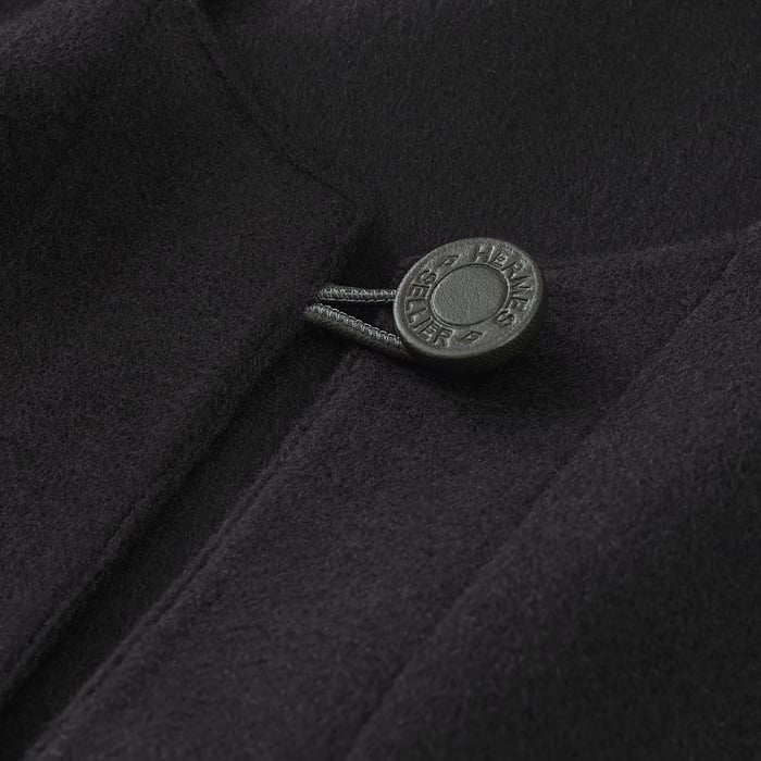 Noir Tresse Cuir 더블 페이스 판초