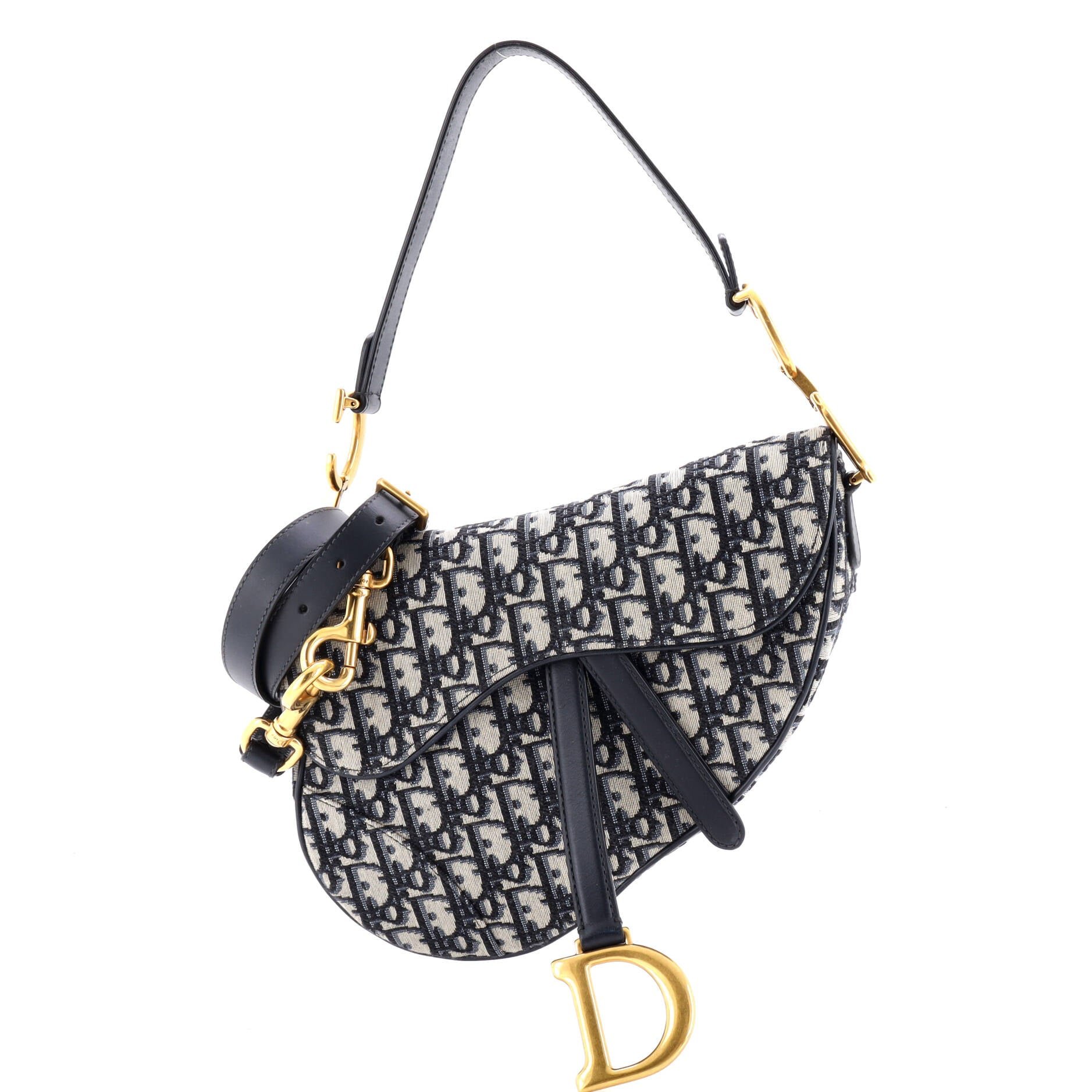 Dior Saddle Handbag with Strap Oblique Canvas Medium