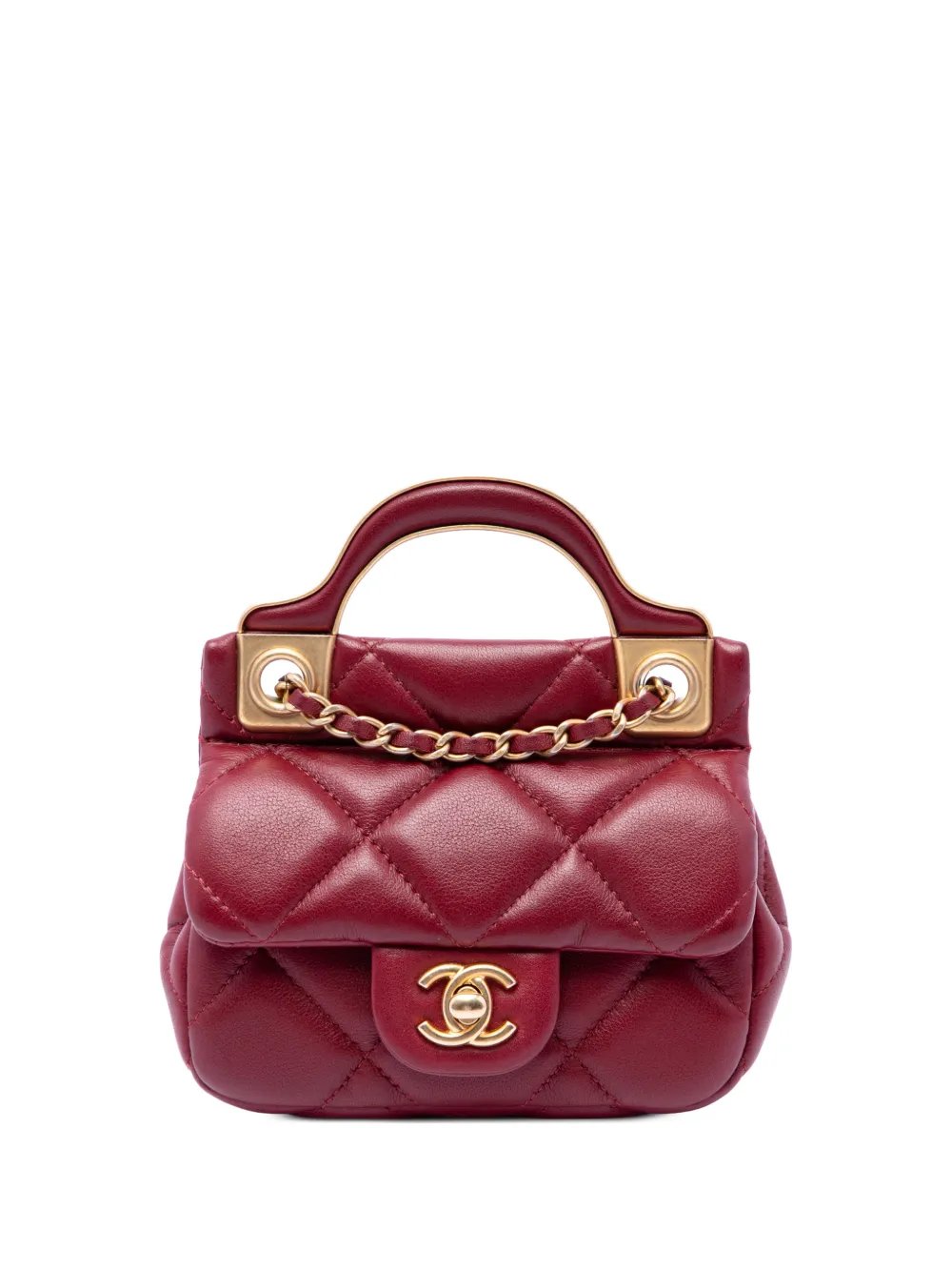 2021 Quilted Calfskin Lady Card Holder with Chain Top Handle Bag satchel