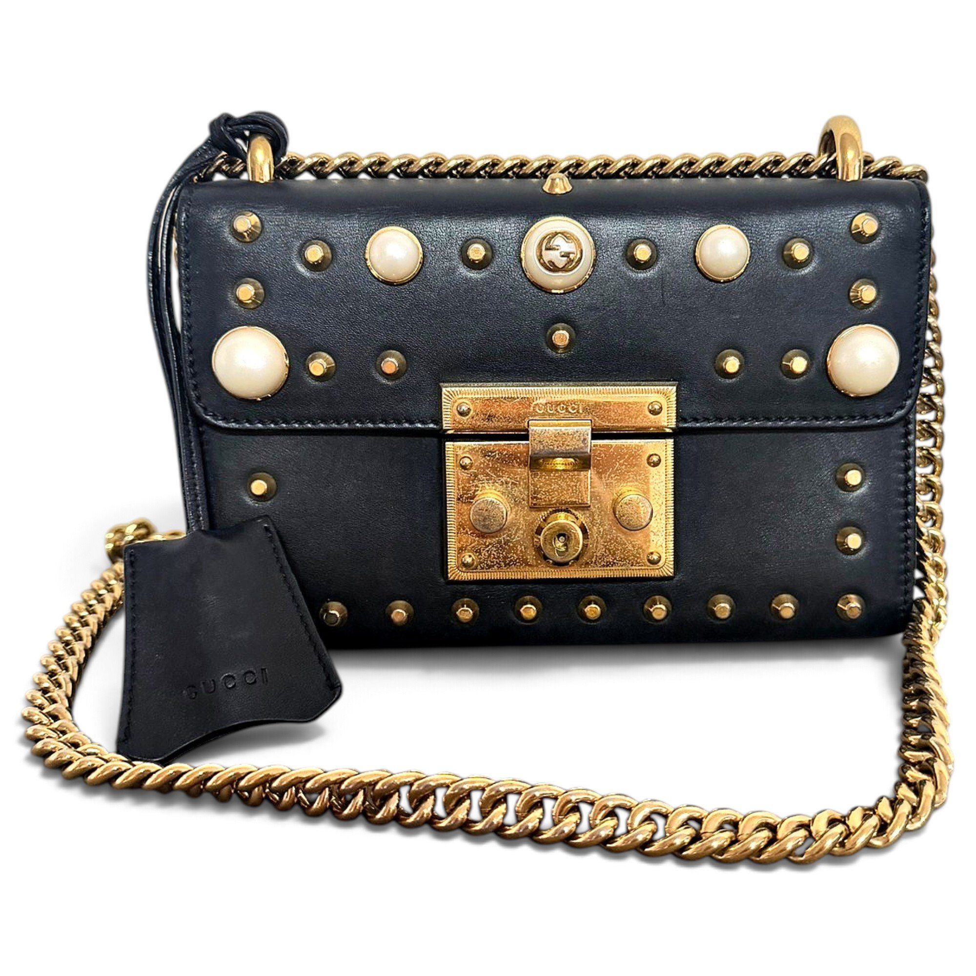 Padlock leather handbag