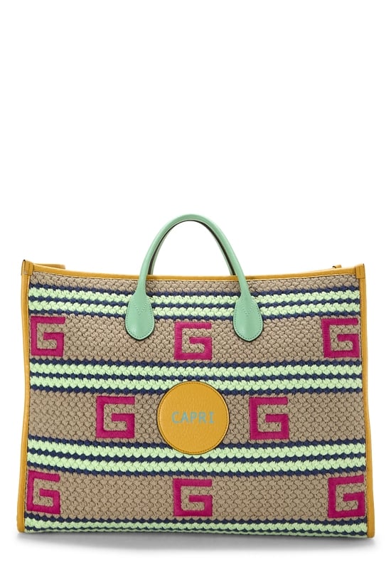 Yellow Raffia Woven Capri Tote