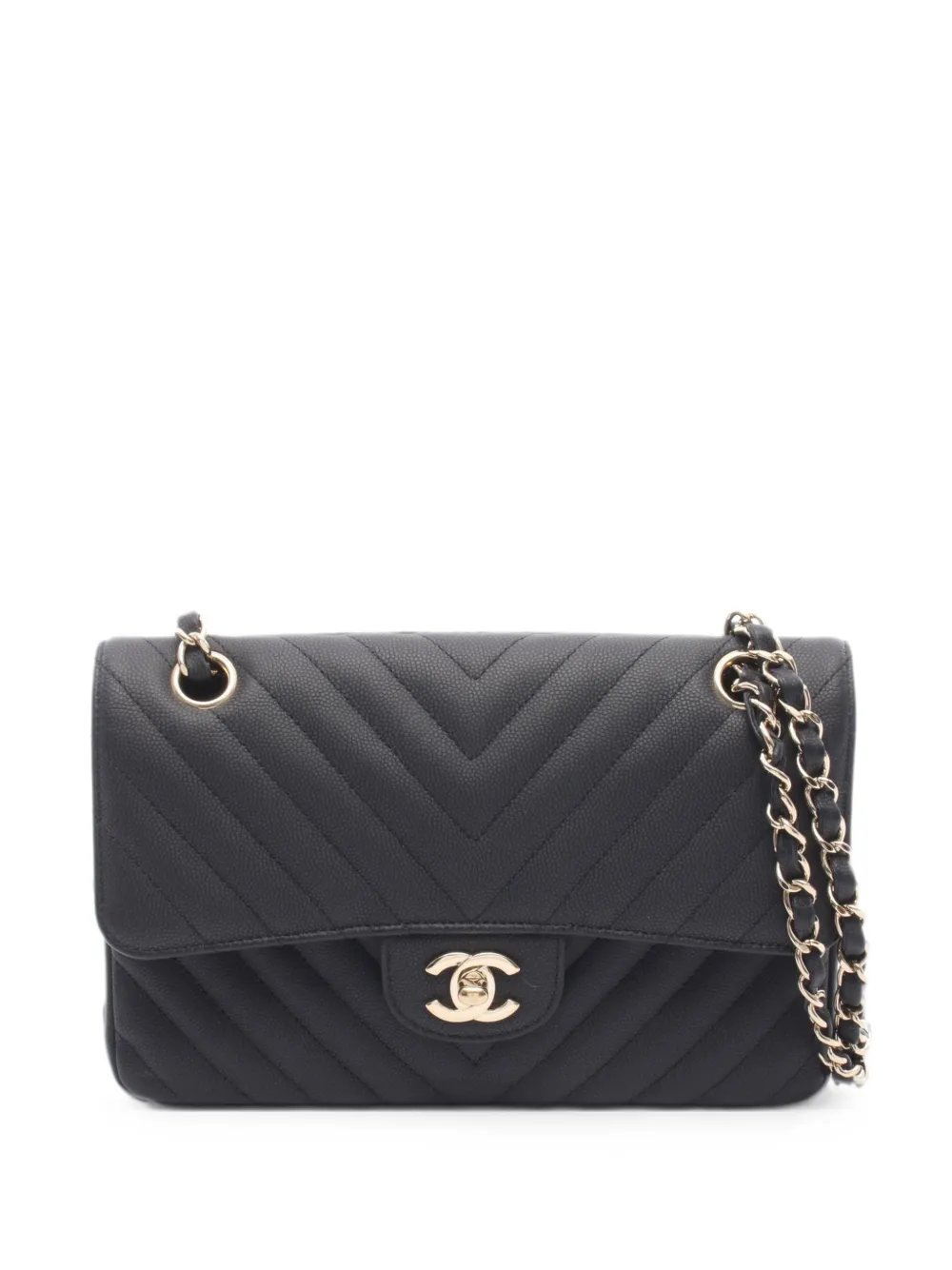 2019 Chevron V-stitch flap shoulder bag