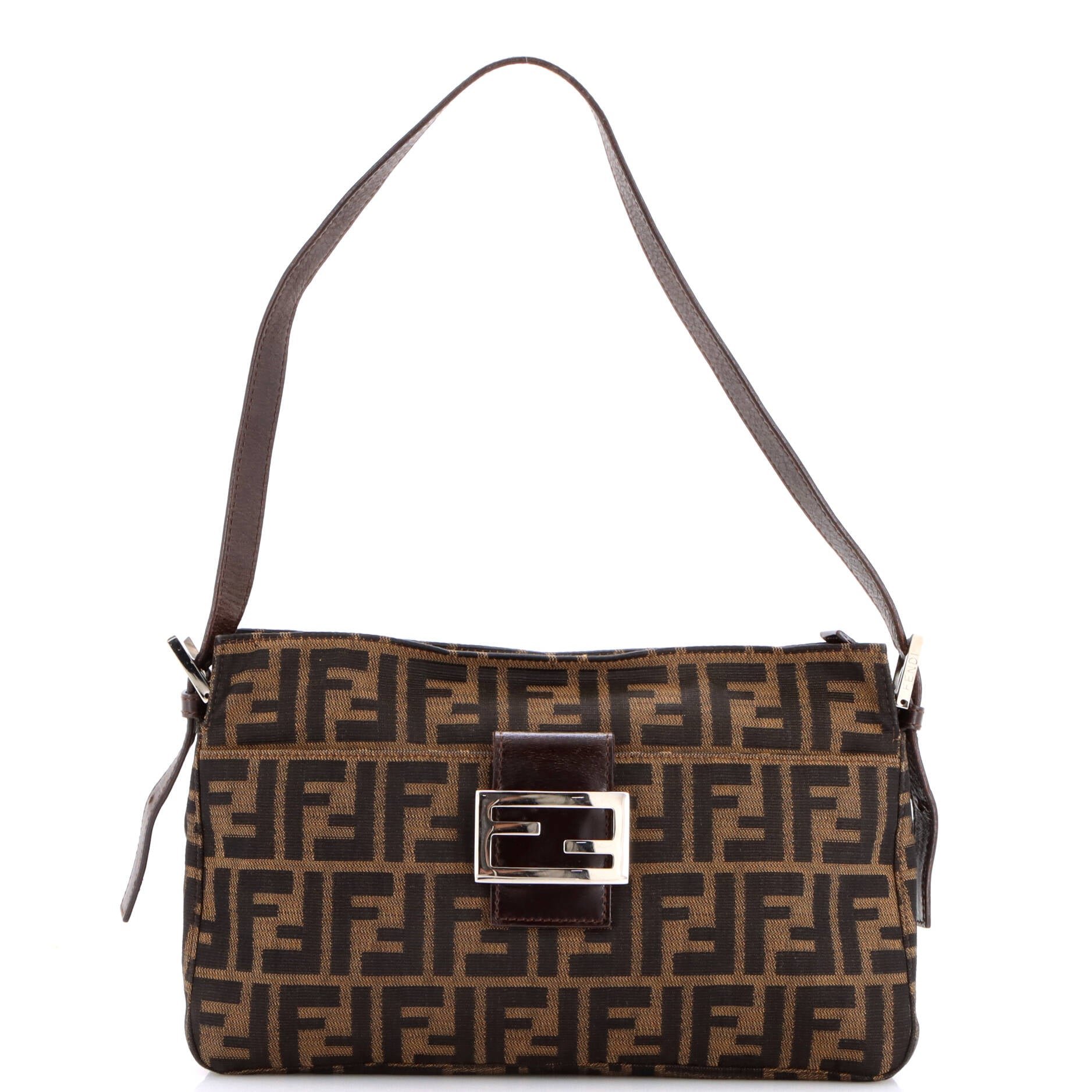 Vintage Pocket Shoulder Bag Zucca Canvas Small