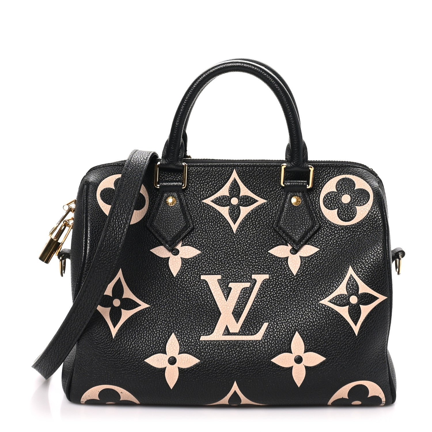 Louis Vuitton Empreinte Monogram Giant Speedy Bandouliere 25 Black Beige