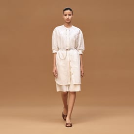 Embroidered short shirt dress
