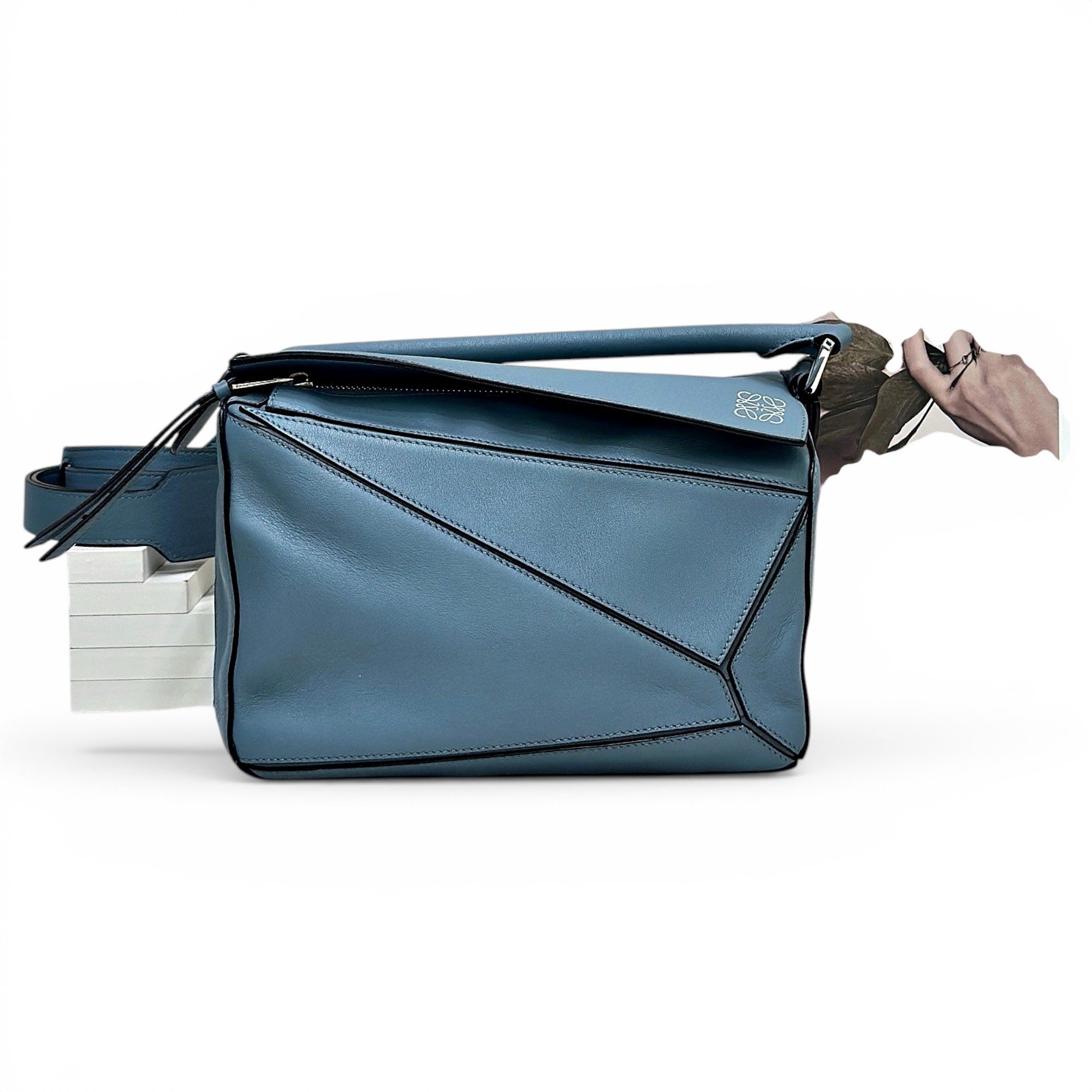 Puzzle leather handbag