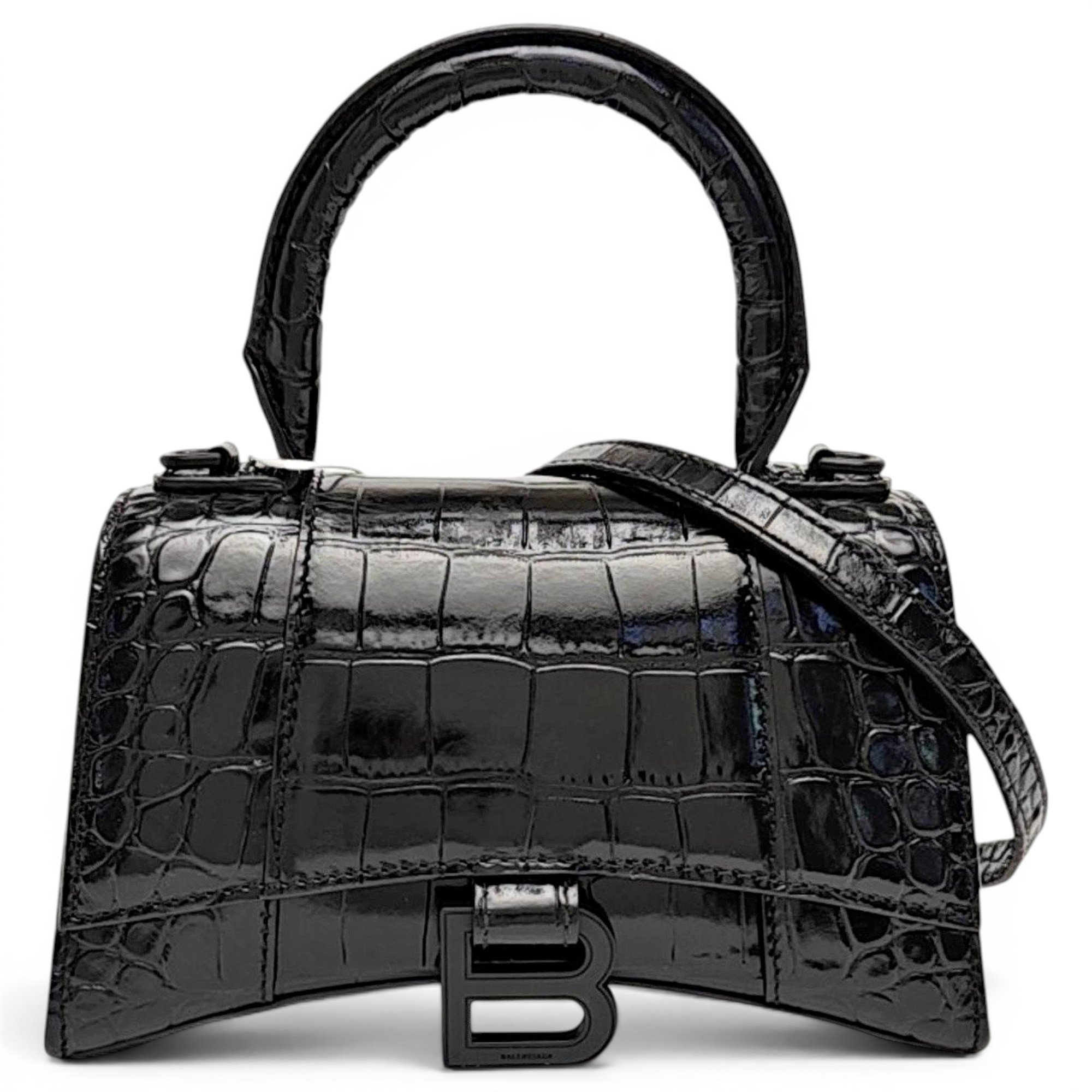 Hourglass leather handbag