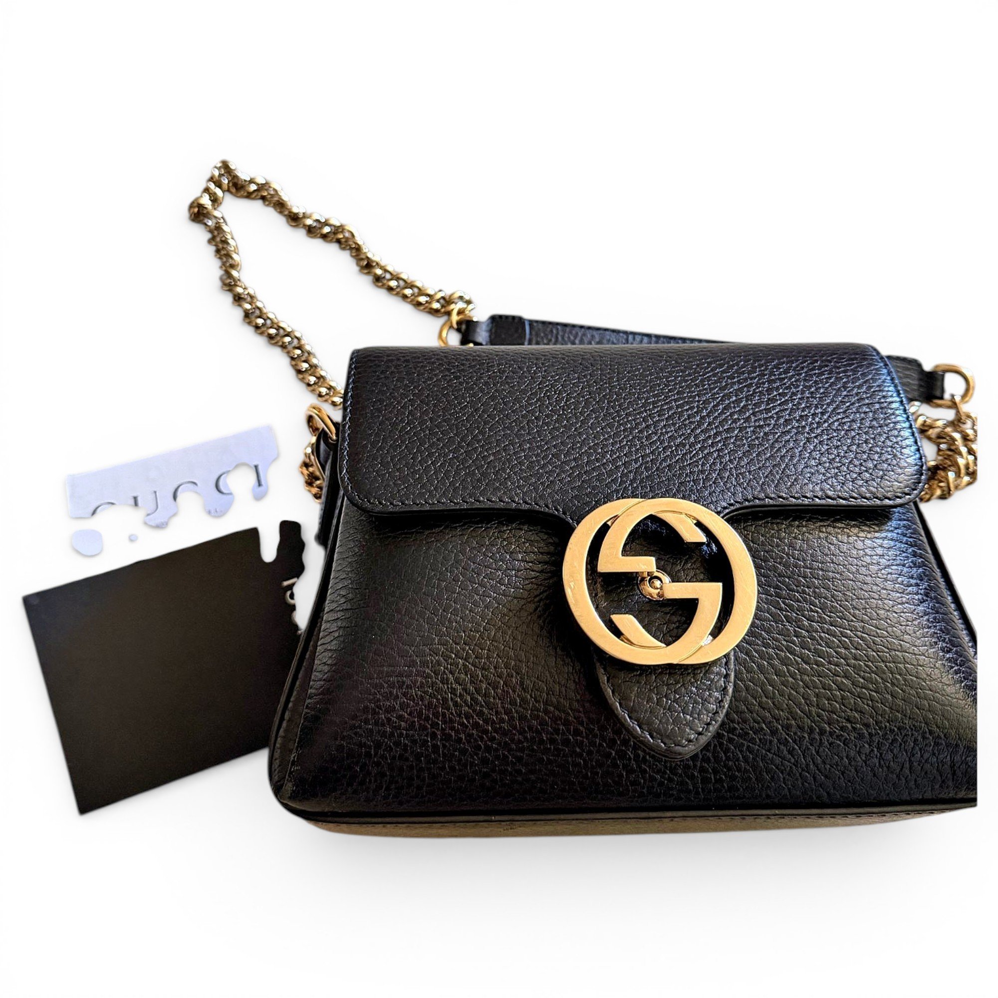 Interlocking leather crossbody bag