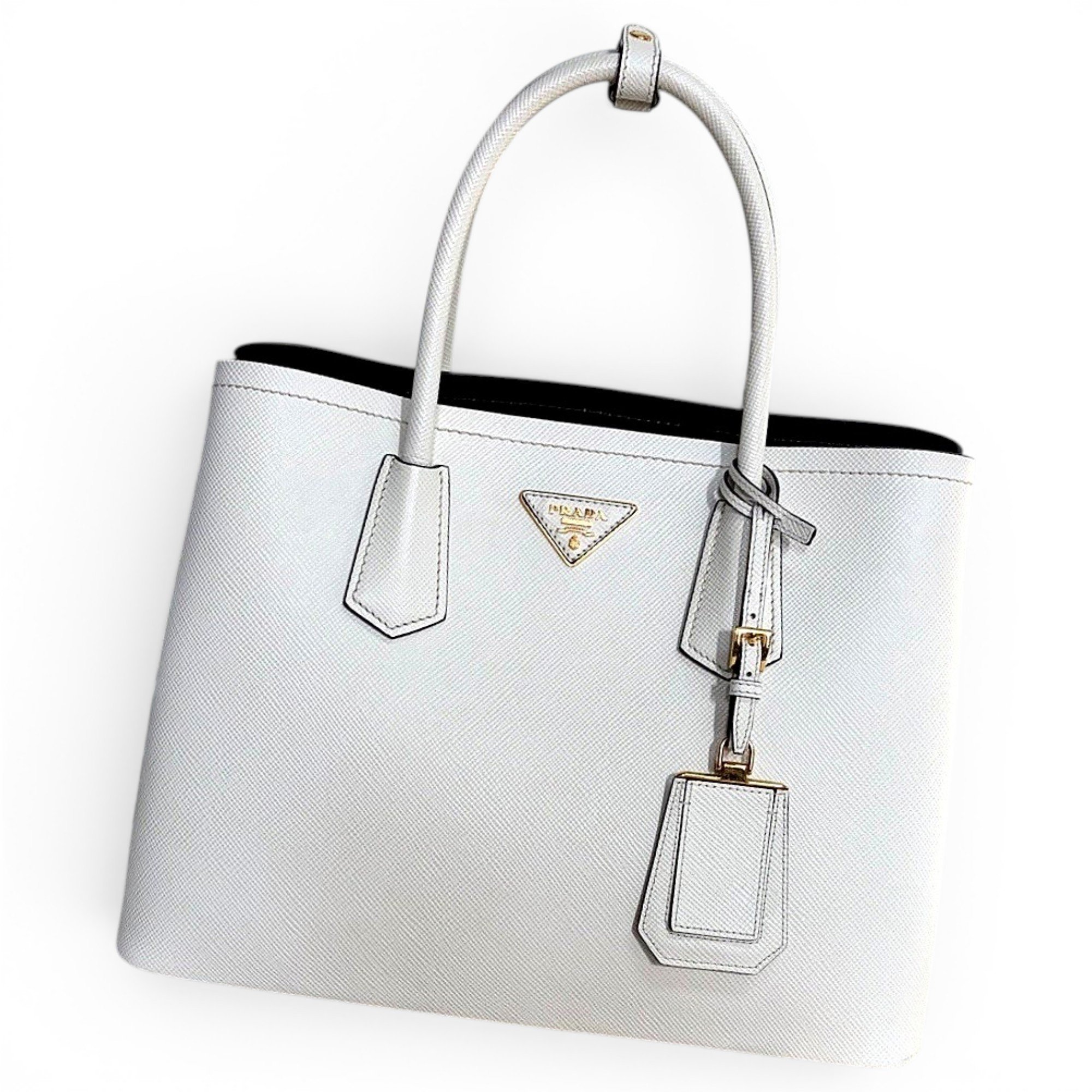 Double leather handbag