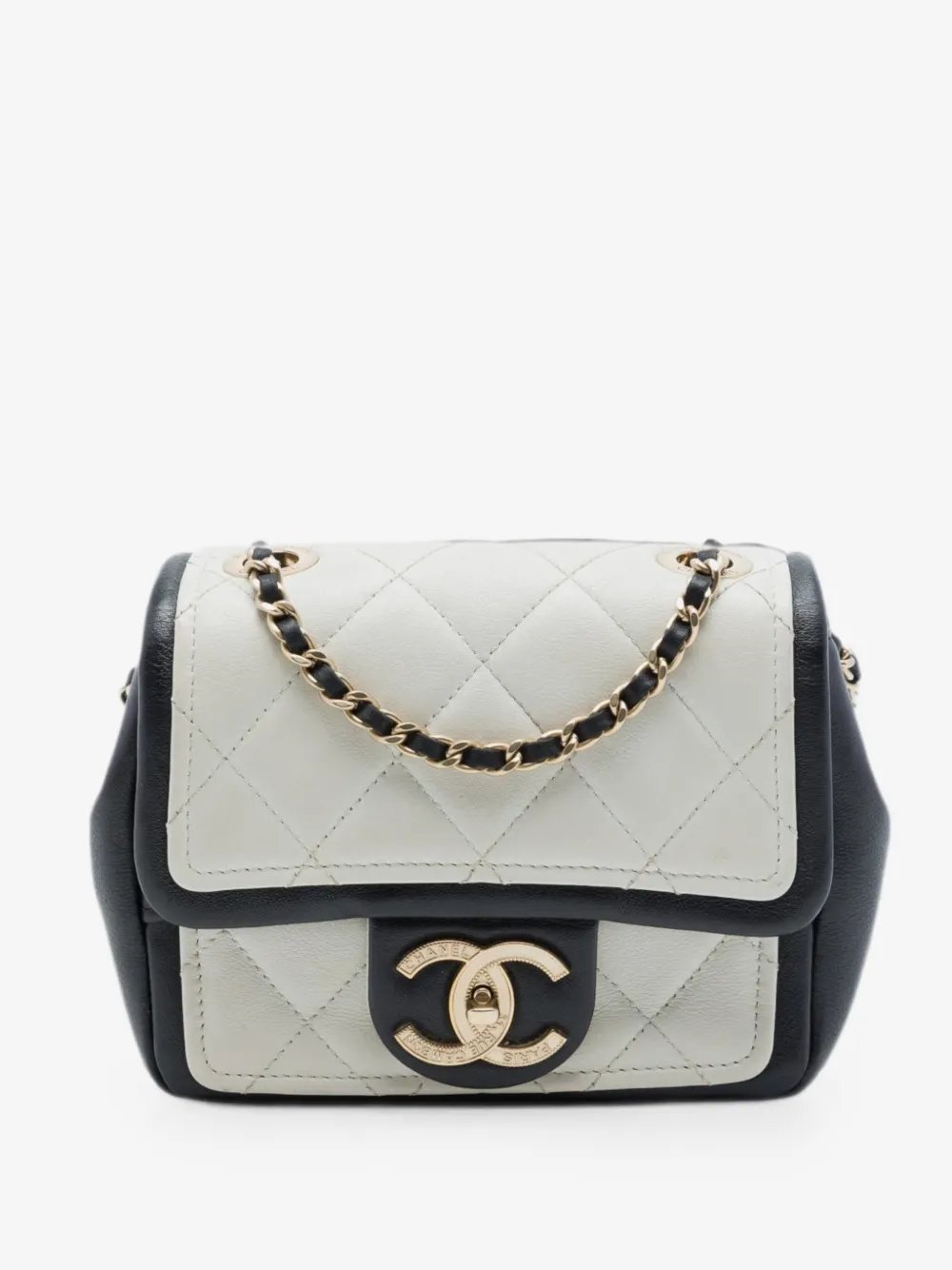 2014 Mini Square Calfskin Graphic Flap crossbody bag