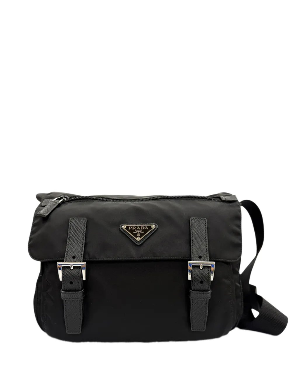 2013-2026 Saffiano Trimmed Tessuto Zip Double Buckle Messenger Bag crossbody bag