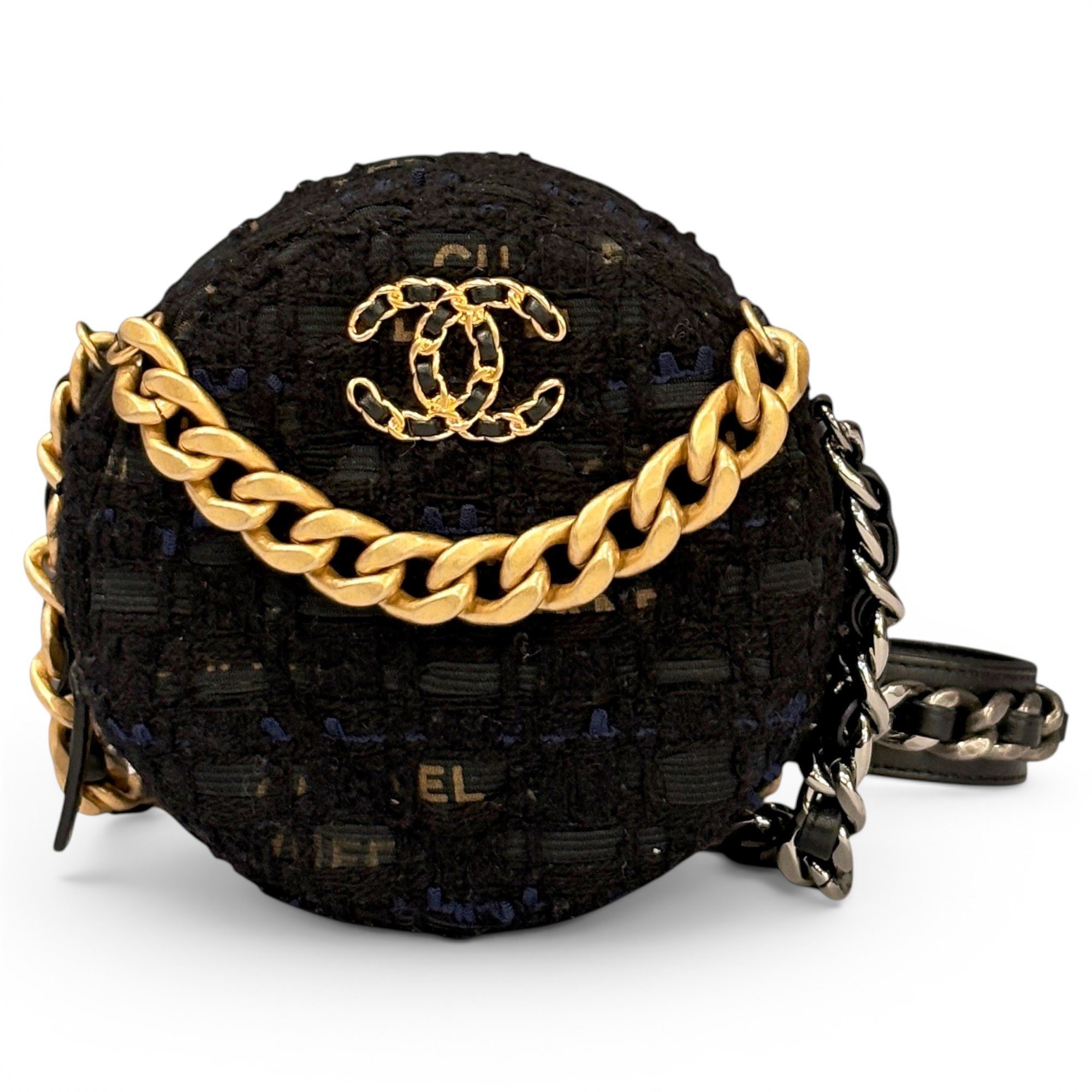 Chanel 19 tweed clutch bag