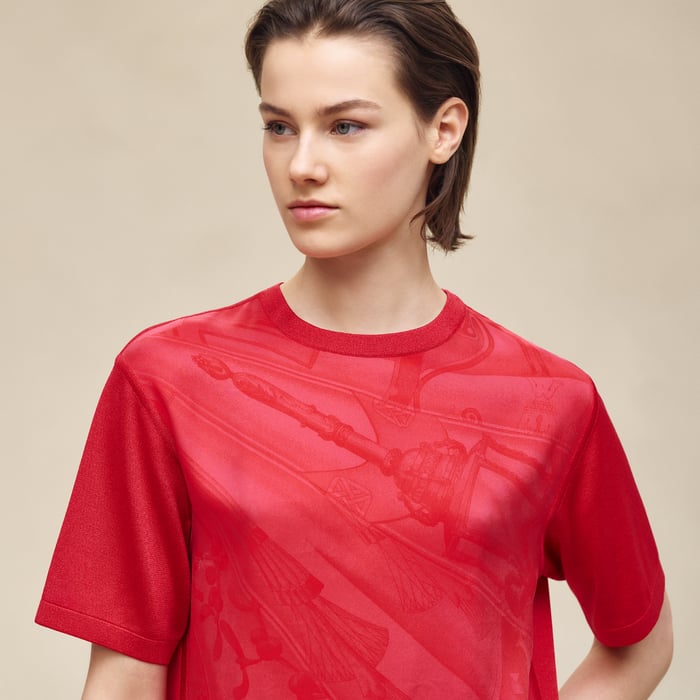 Rose Pivoine "Soleil De Soie Poudre" Short-sleeve Sweater
