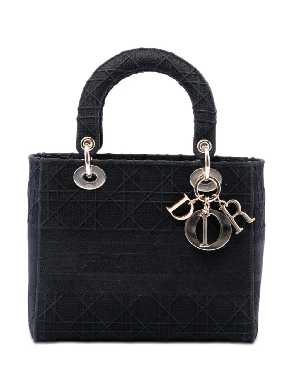 2019 Medium Embroidered Canvas Cannage Lady D Lite satchel