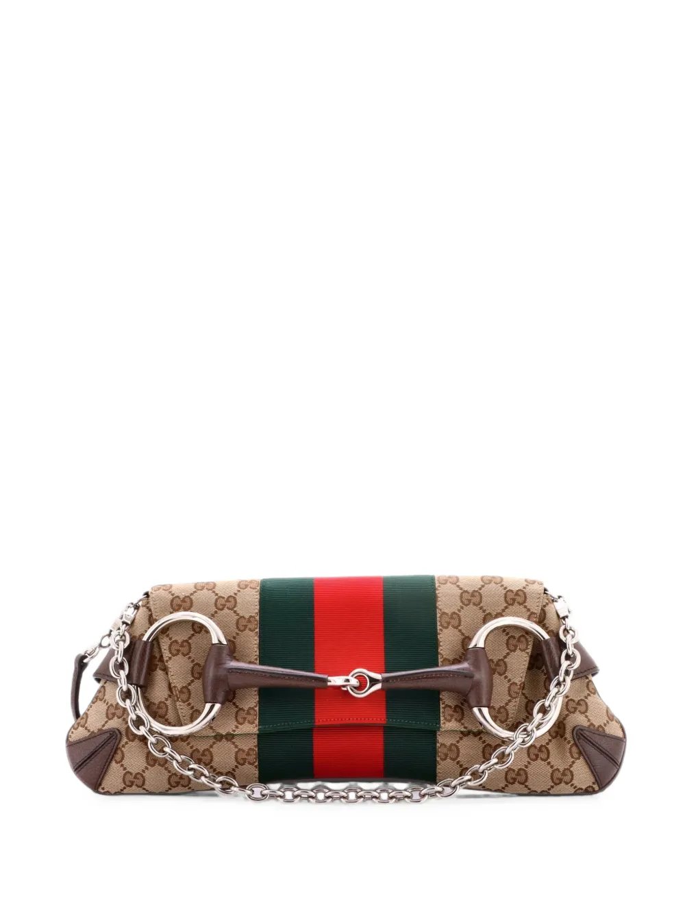 Horsebit NM Web Chain Clutch GG Canvas Medium shoulder bag