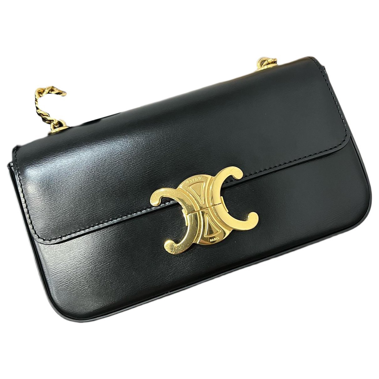 Triomphe chain leather handbag