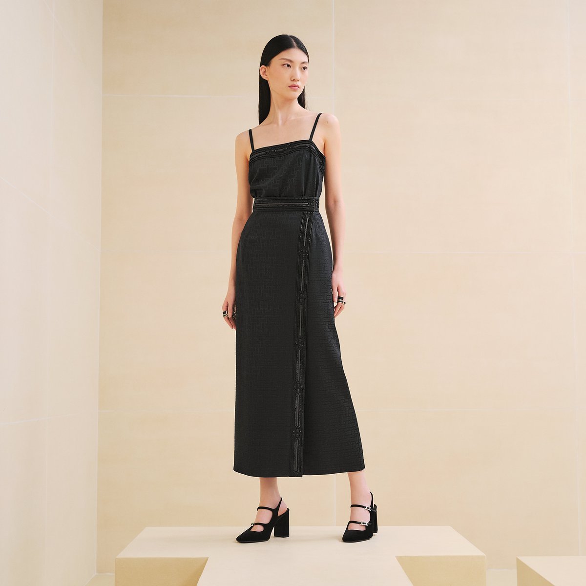 "Mosaique" embroidered wrap skirt