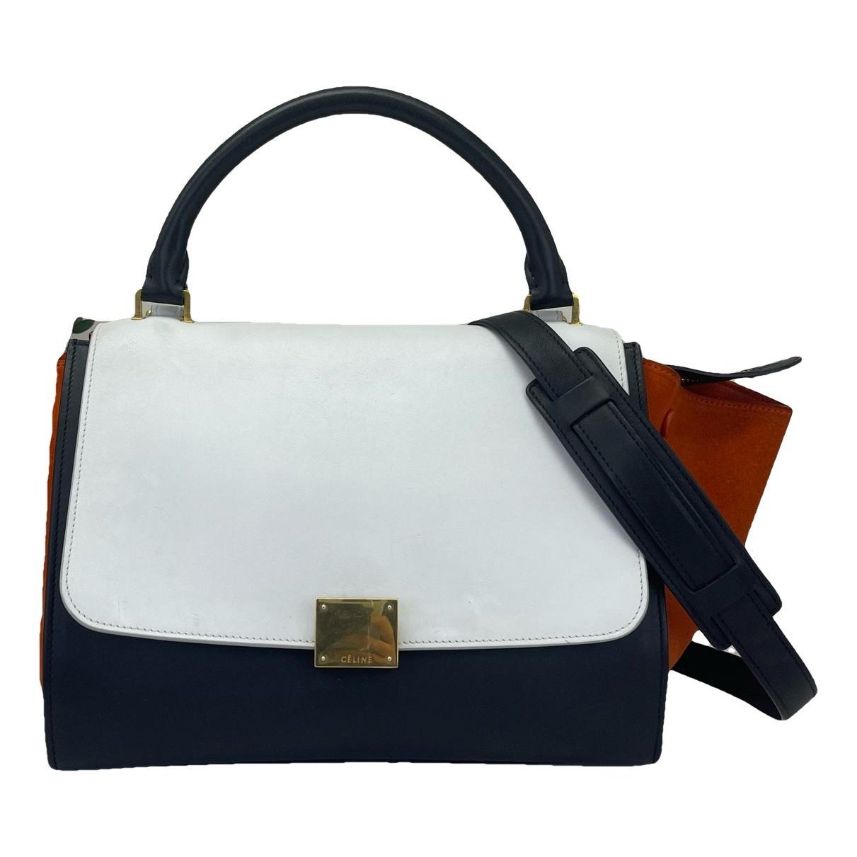 Trapèze leather handbag
