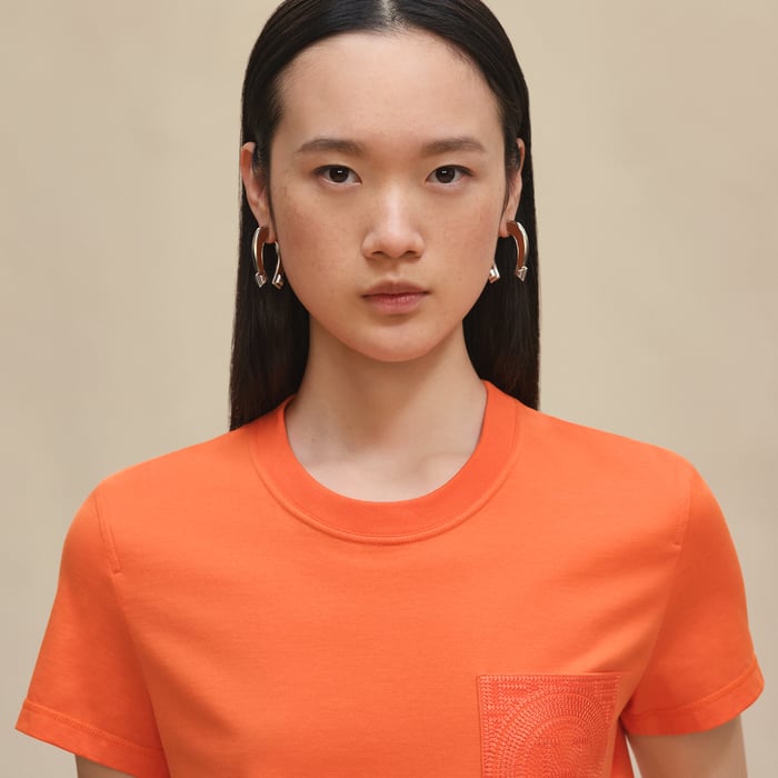 Orange Pop Embroidered Pocket T-shirt