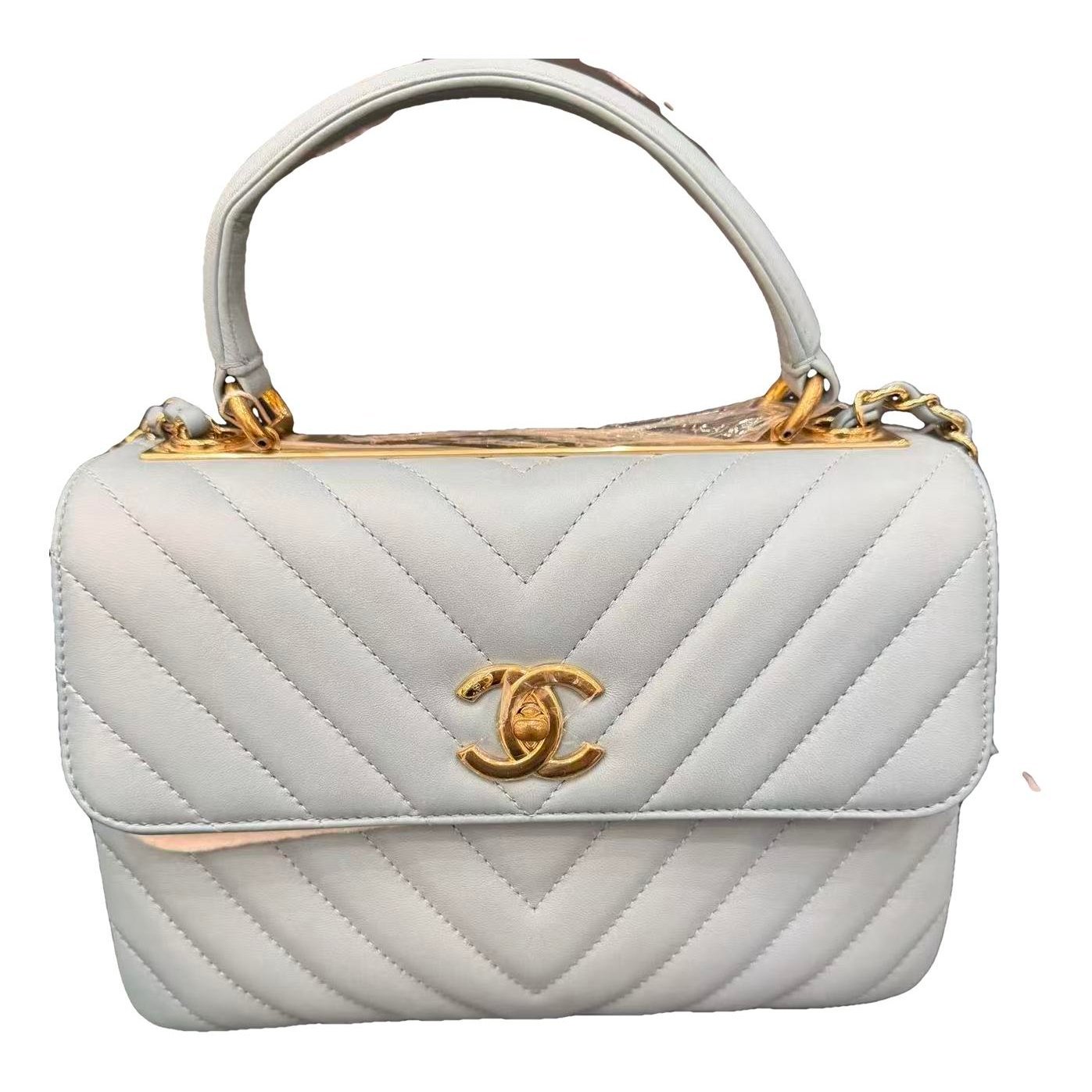 Trendy CC Top Handle leather handbag