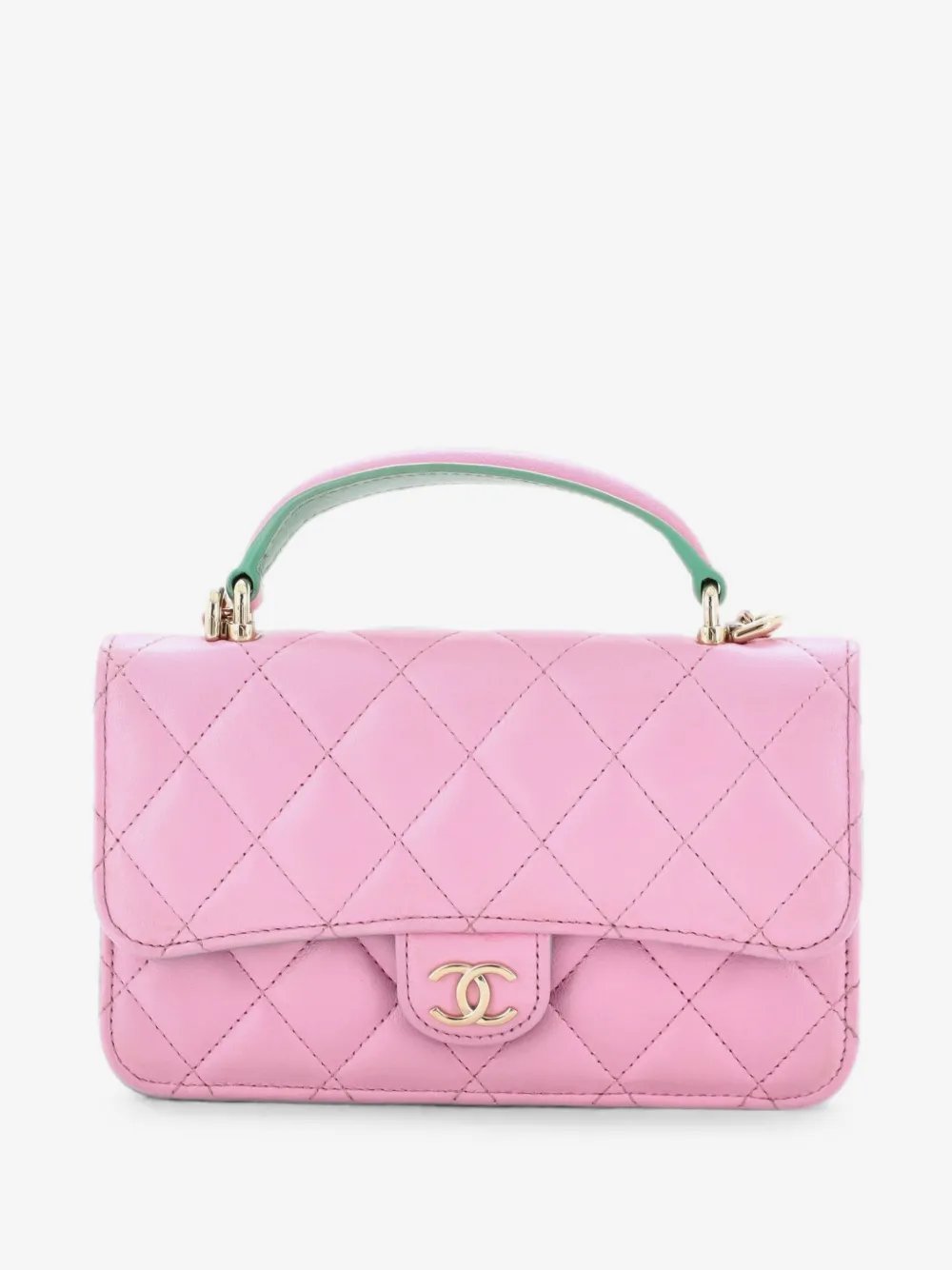 Classic Top Handle Flap Phone Holder with Chain Quilted Lambskin crossbody bag