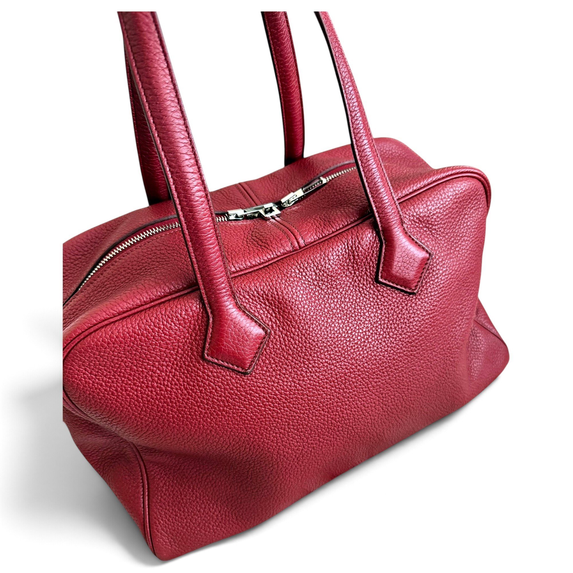 Hermes Victoria Ii 35 Handbag Rouge Garance Clemence Leather