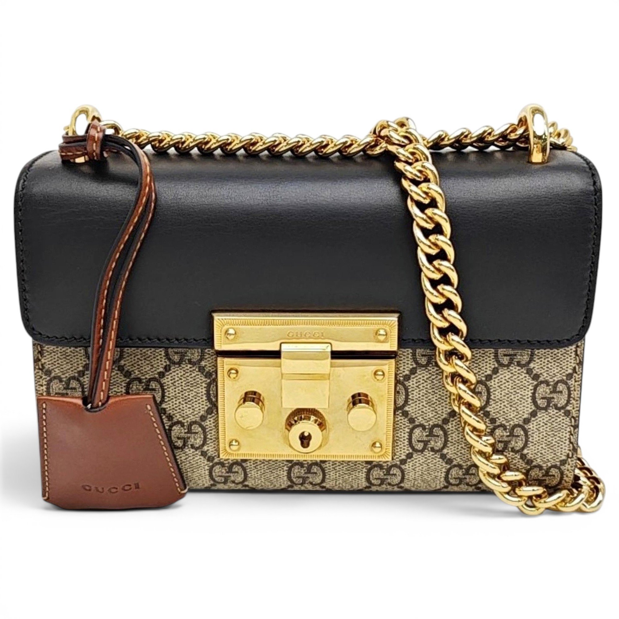 Padlock leather handbag