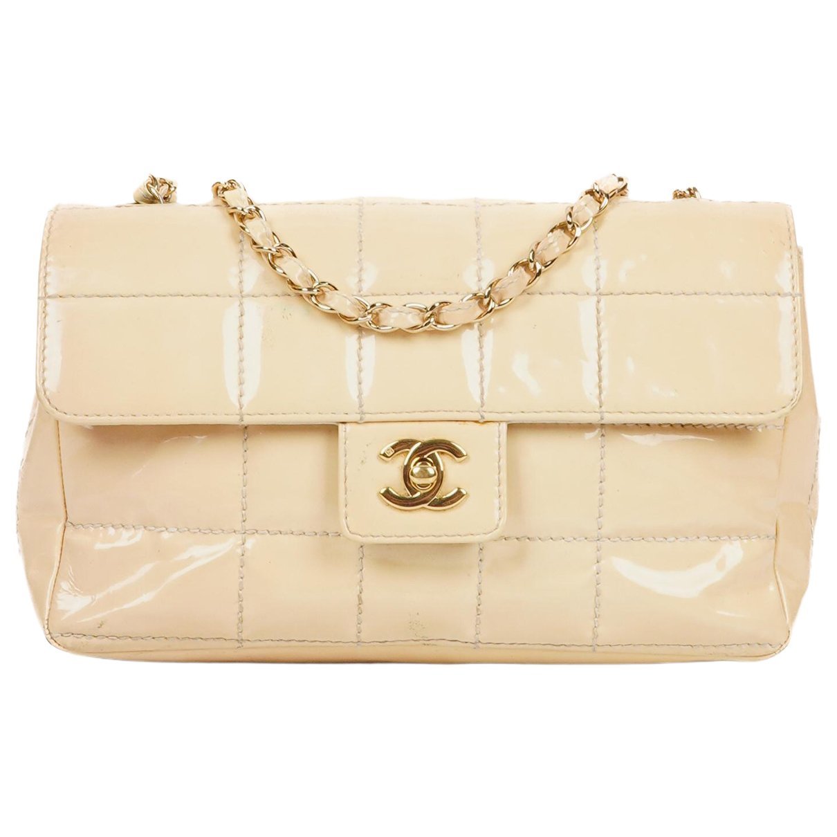 East West Chocolate Bar patent leather handbag