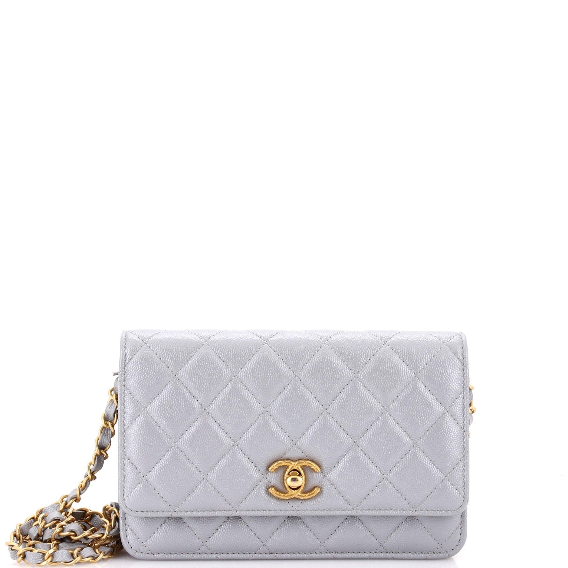 Fit For You Wallet on Chain Quilted Iridescent Caviar