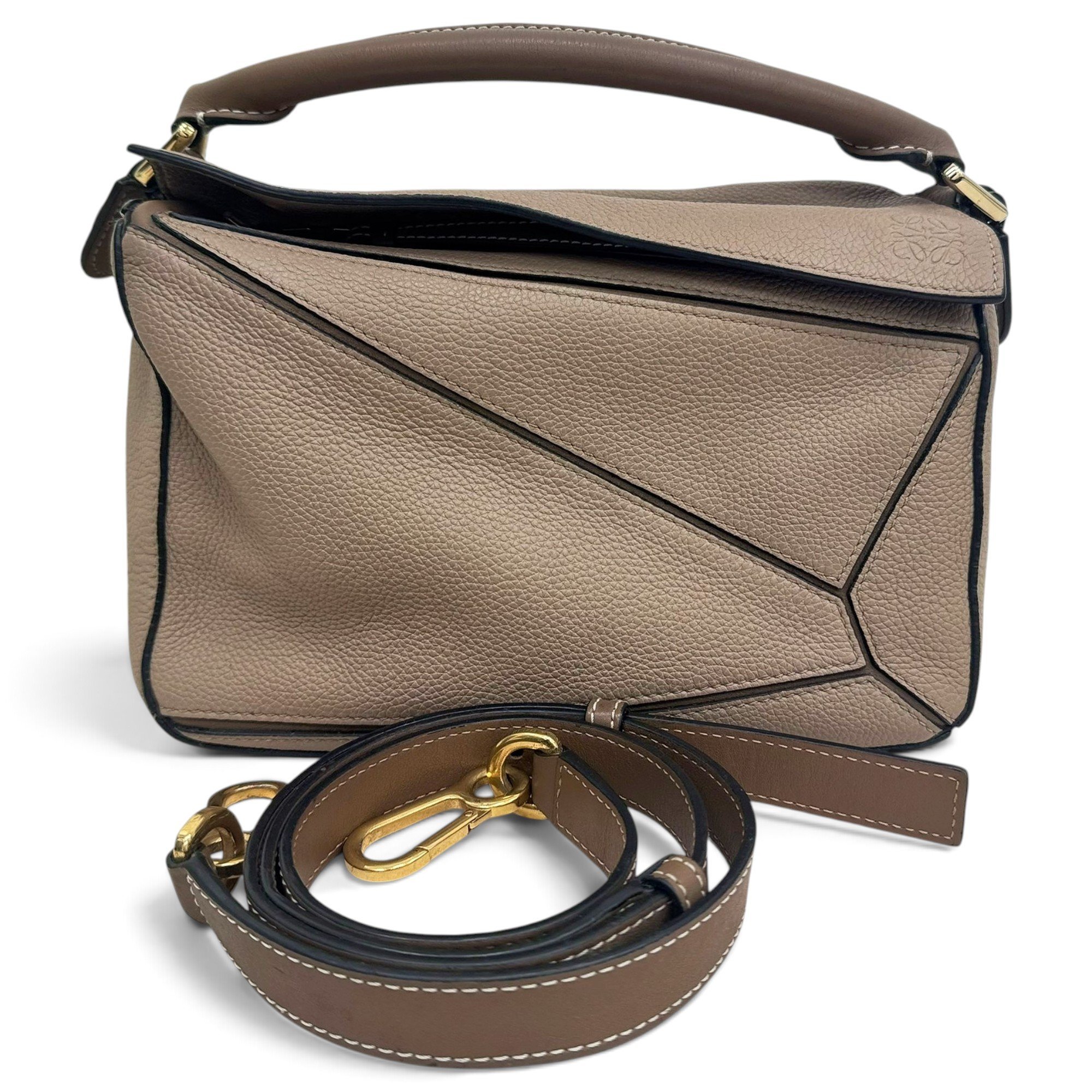Puzzle leather handbag