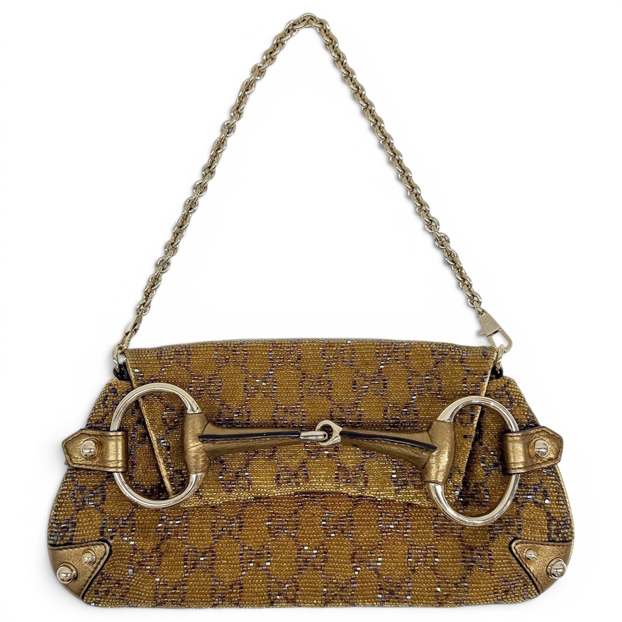 Horsebit Chain glitter handbag