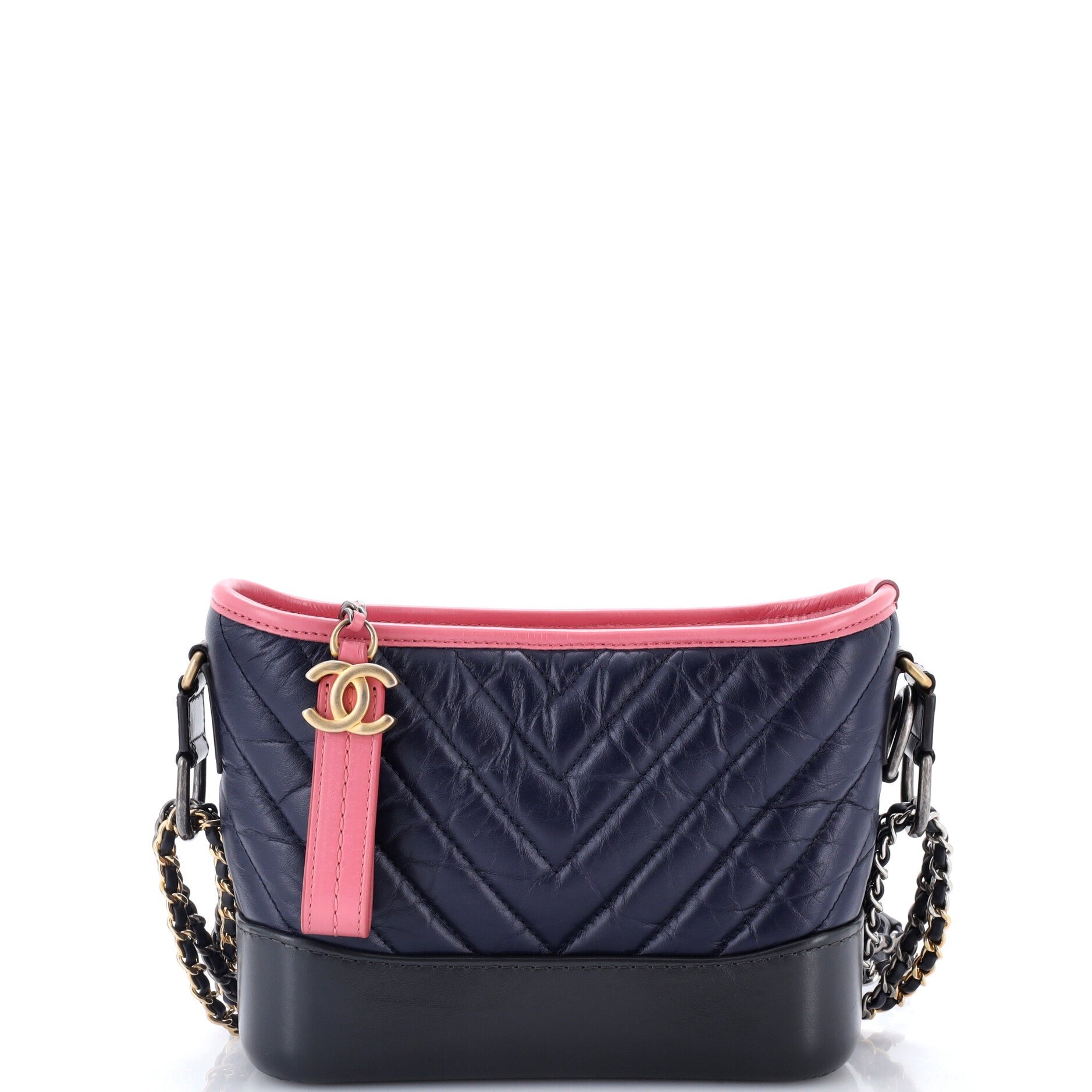 Gabrielle Hobo Chevron Aged Calfskin Small