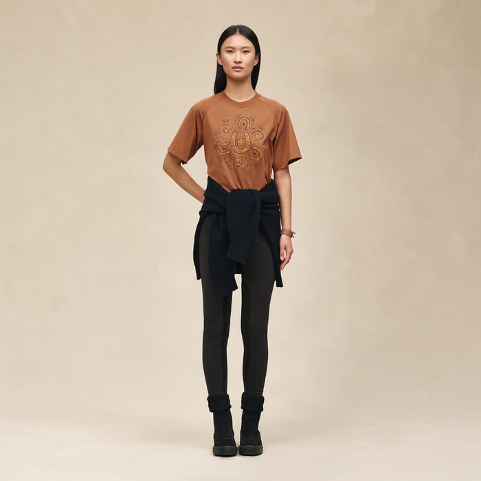 Marron Fauve Maxi Printed T-shirt