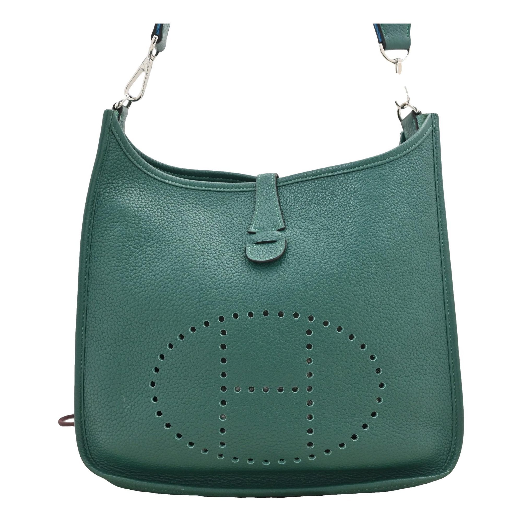 Hermes Evelyne Handbag Vert Vertigo Clemence Leather