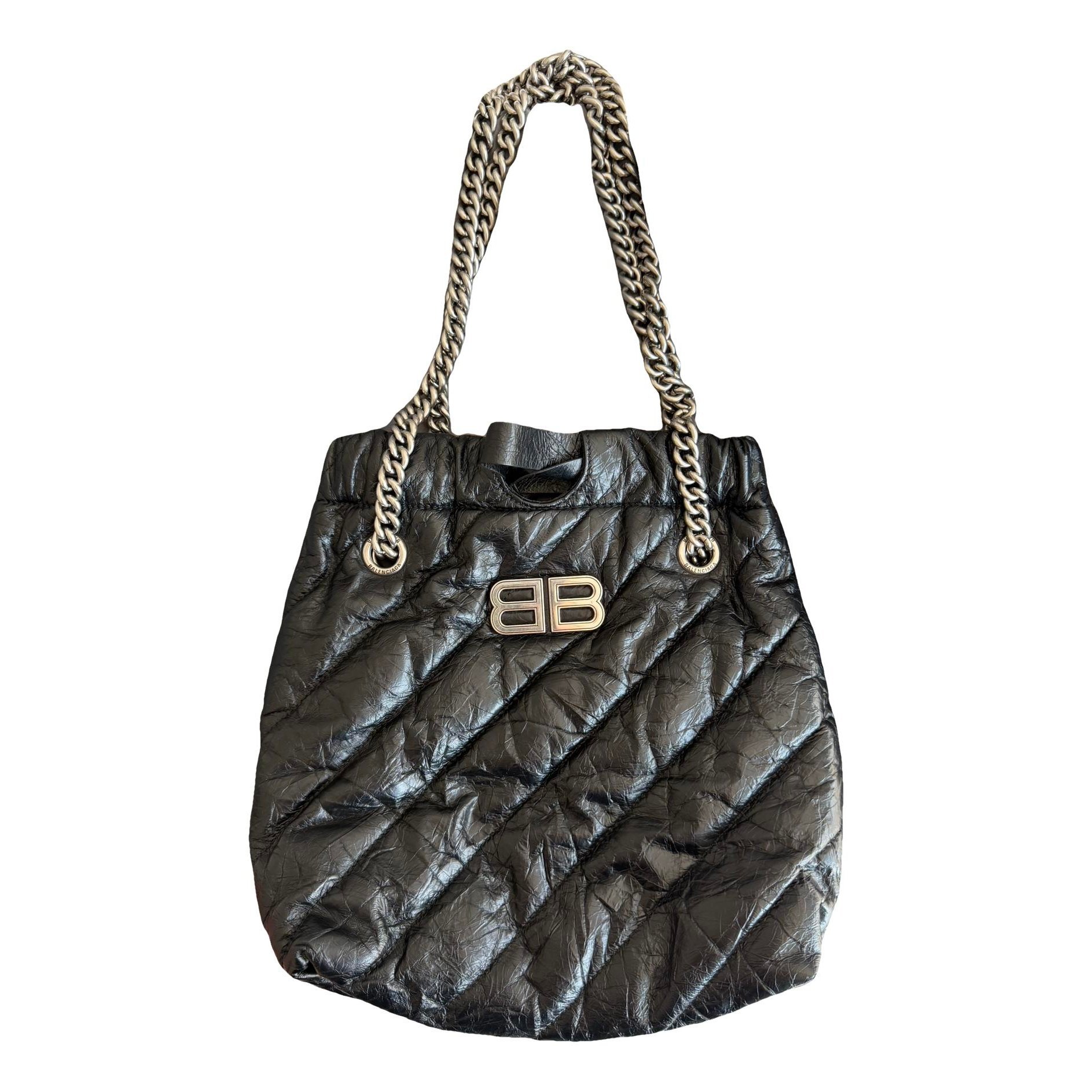Crush leather tote
