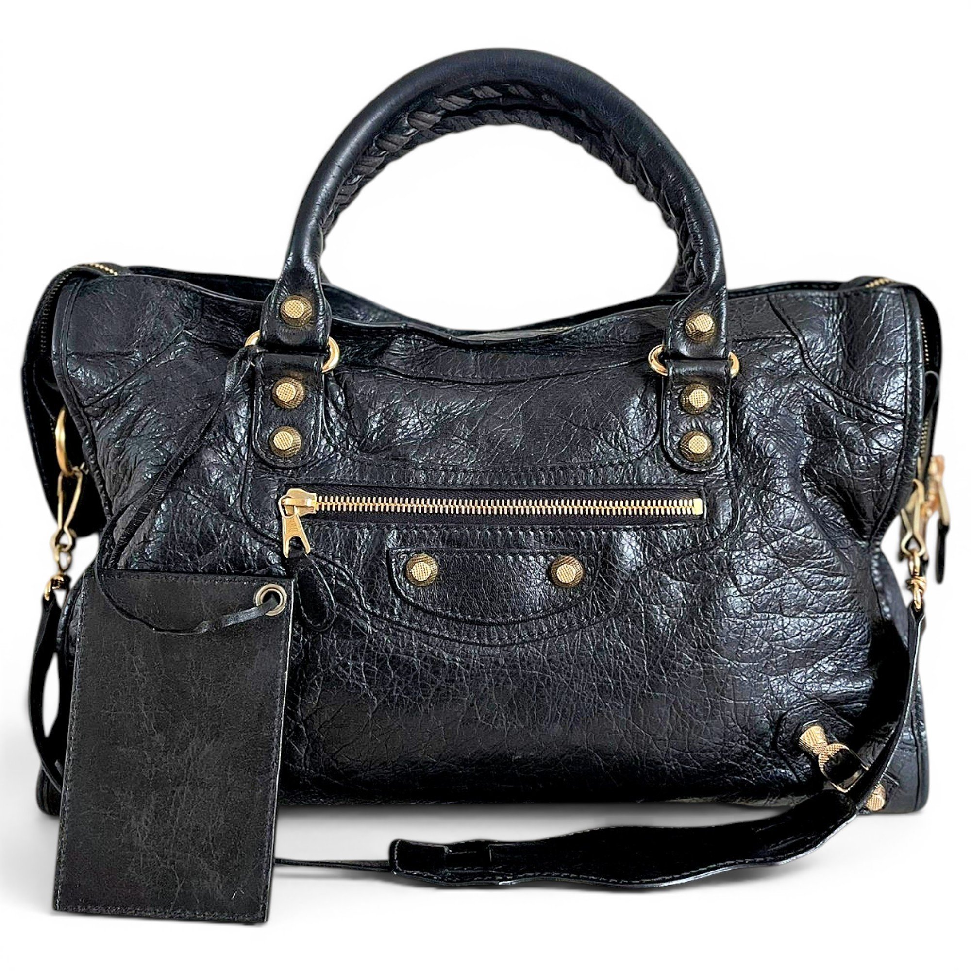 City leather handbag
