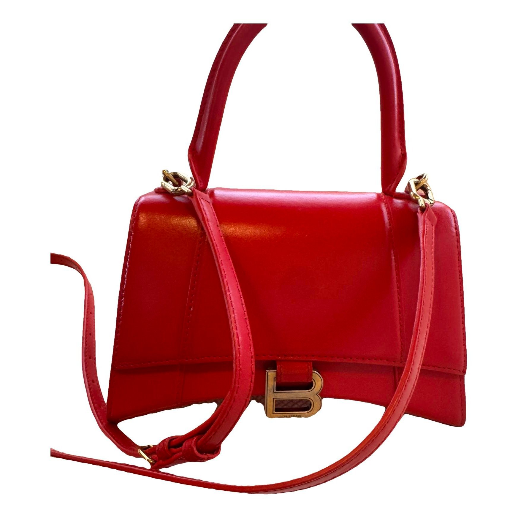 Hourglass leather handbag